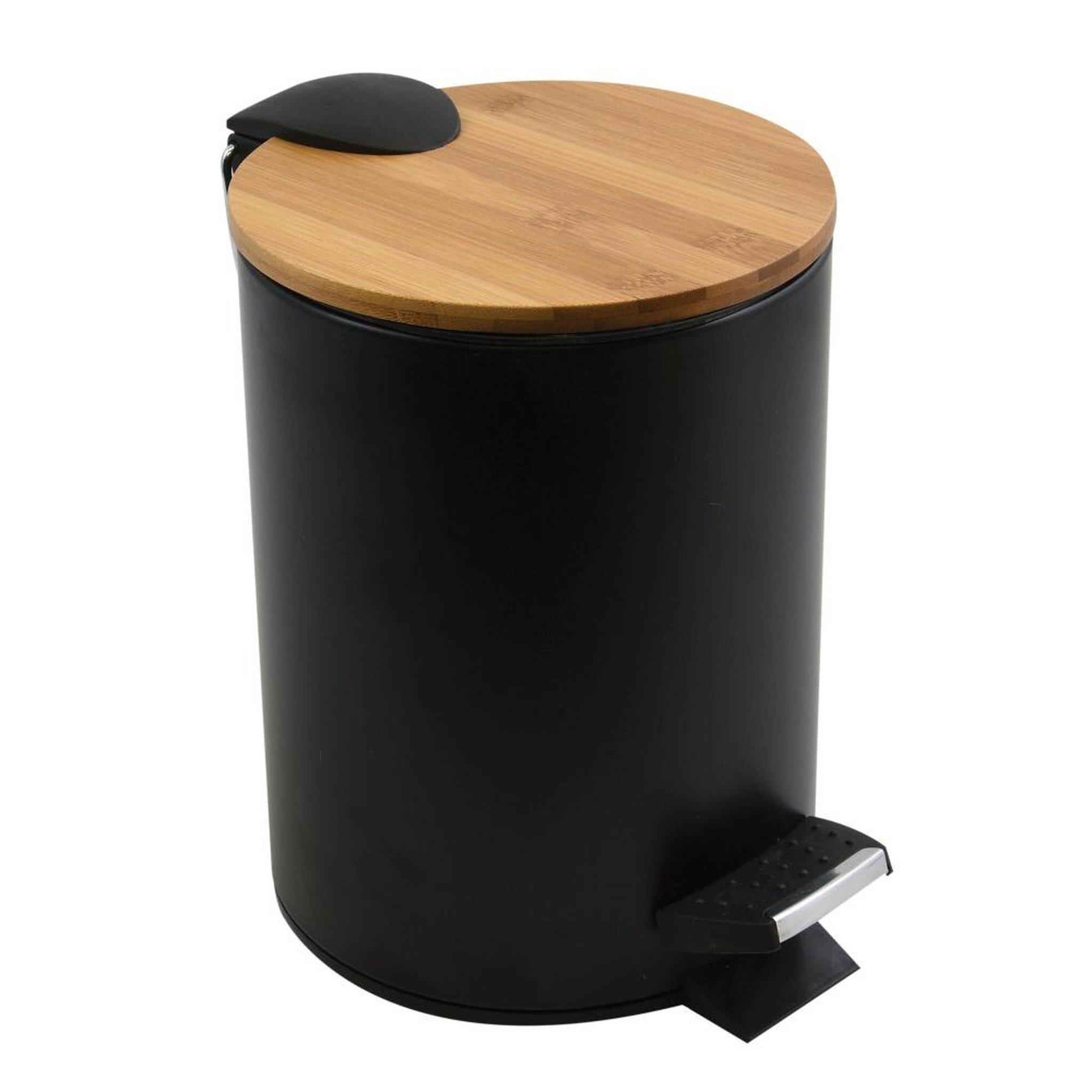 CENTRALE BRICO Poubelle de salle de bains spirella adonis 3 litres noir bois