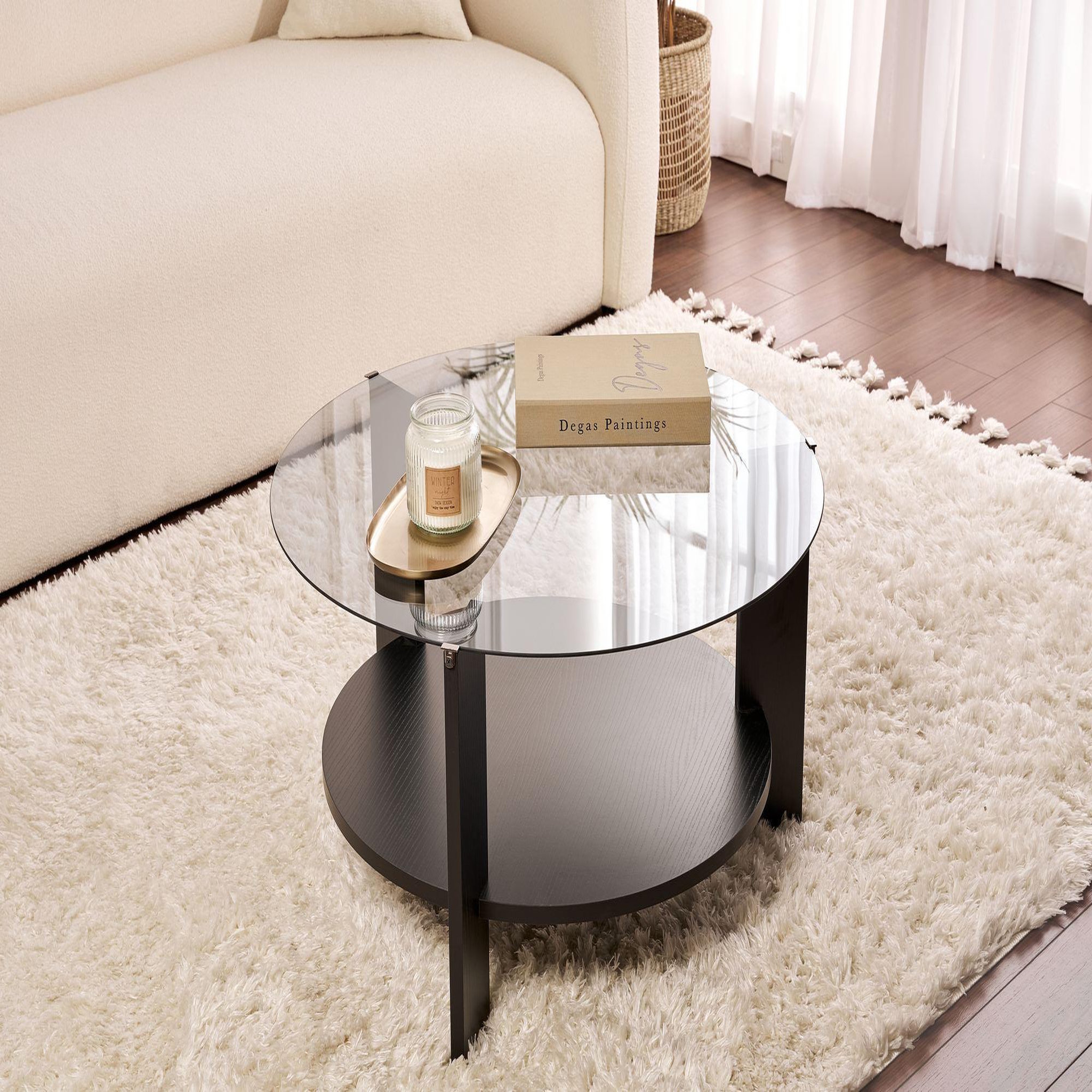 Voir la diapositive 2 : Habitat et Jardin Table basse en bois  clara  - 75 x 75 x 40 cm - bois noirfumée