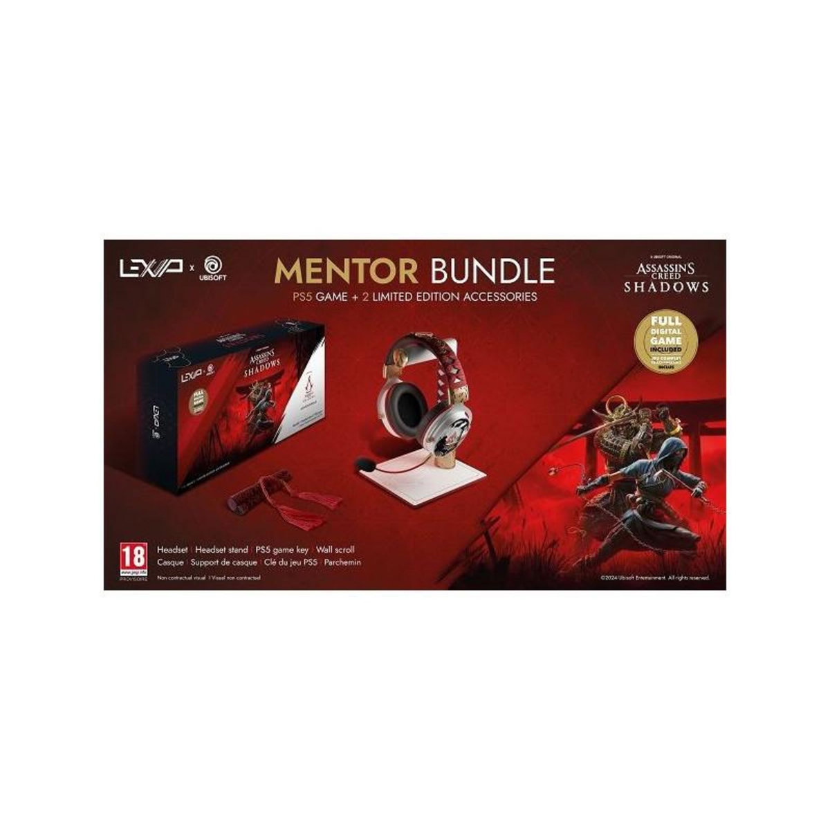LEXIP Casque Lexip Mentor Assasin s Creed Shadows + Support de casque + Jeu pour console PS5