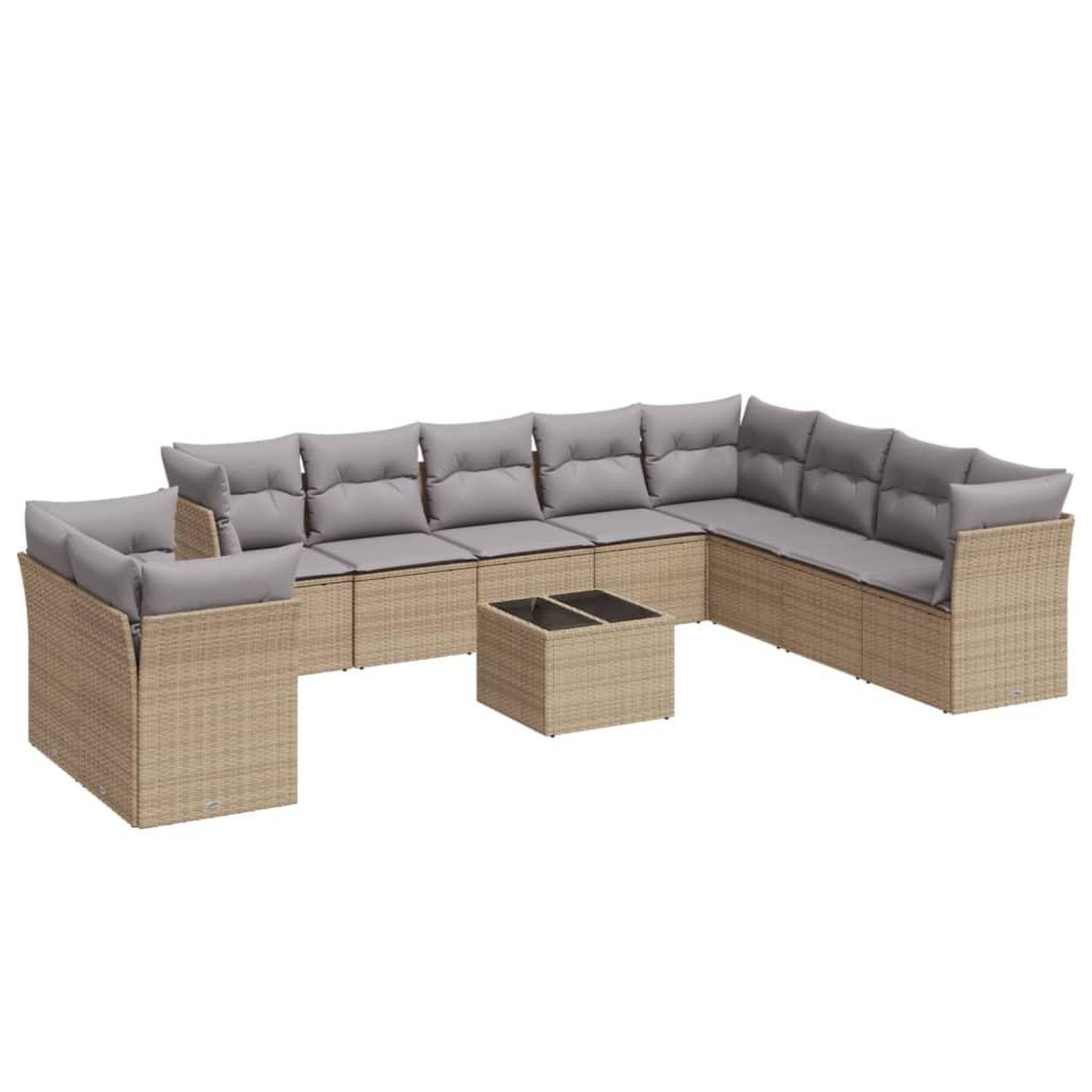 Voir la diapositive 2 : VIDAXL Salon de jardin 11 pcs avec coussins beige resine tressee