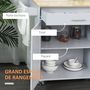 Voir la diapositive 4 : HOMCOM Desserte de cuisine - 2 portes, étagère, tiroir, porte-torchons - bois hévéa pin