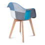Voir la diapositive 5 : ID MARKET Lot de 2 chaises de salle à manger scandinaves, fauteuils de table SARA motifs patchworks bleus