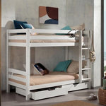 Paris Prix Pack - Lit Superposé Enfant & 2 Tiroirs  Pino  Blanc