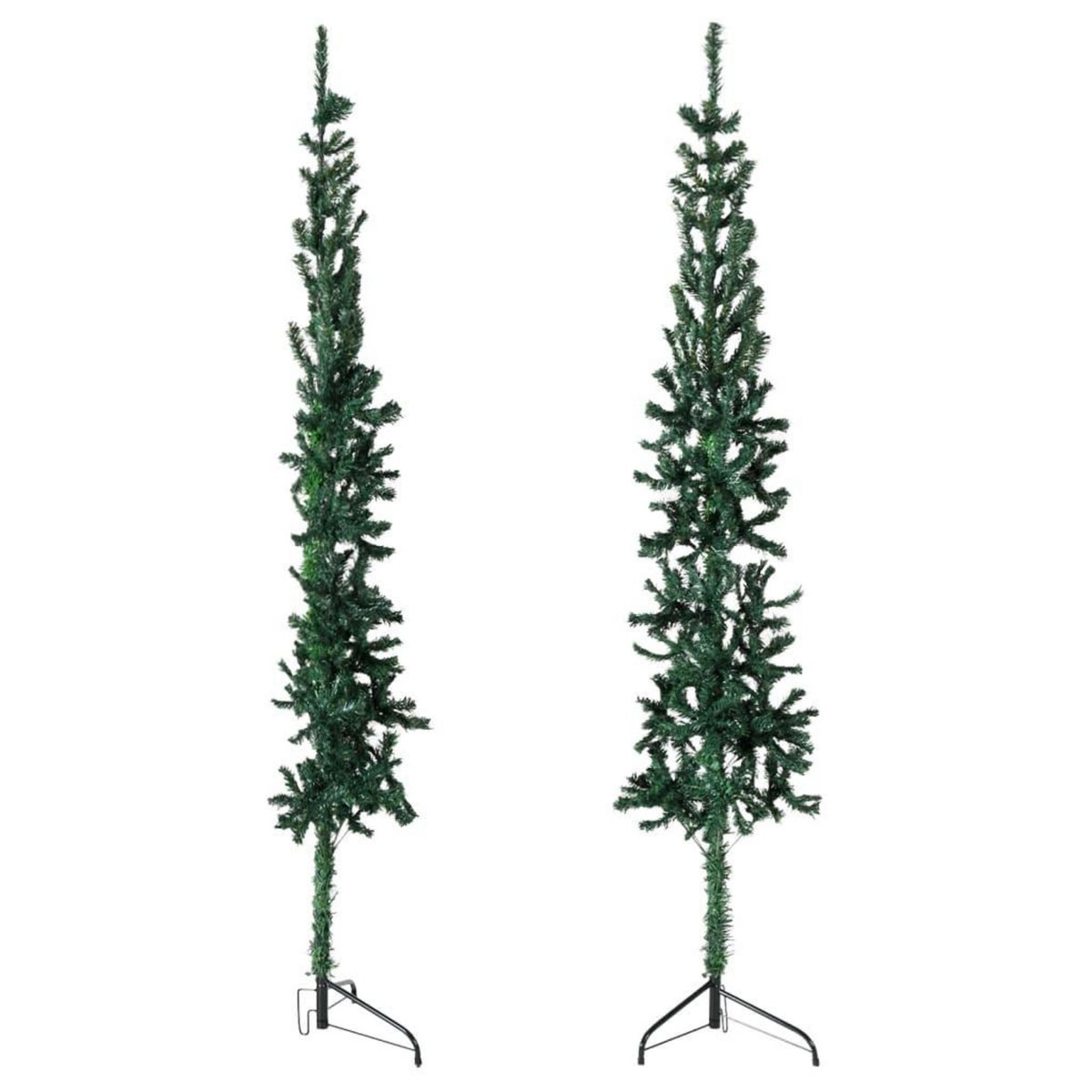 VIDAXL Demi sapin de Noël artificiel mince avec support Vert 240 cm