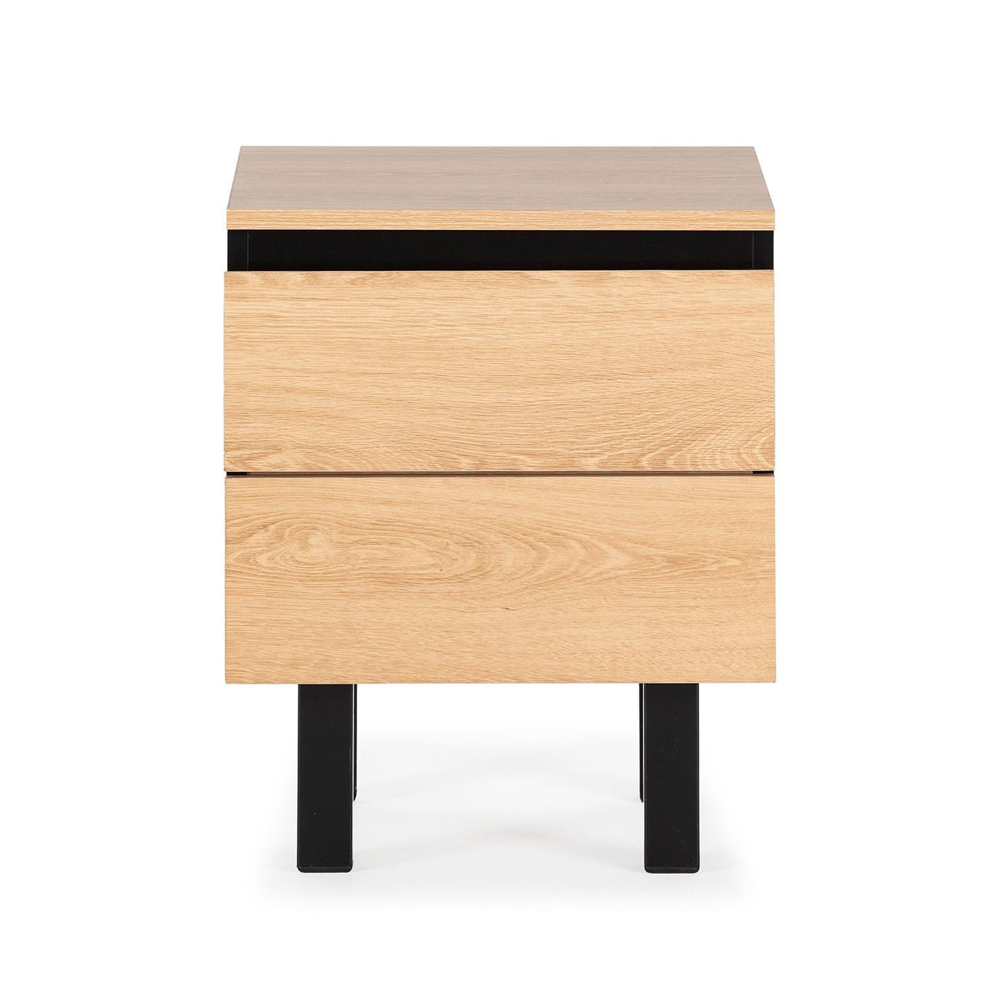 Voir la diapositive 4 : VS VENTA-STOCK Table de chevet Molina 2 tiroirs couleur chêne