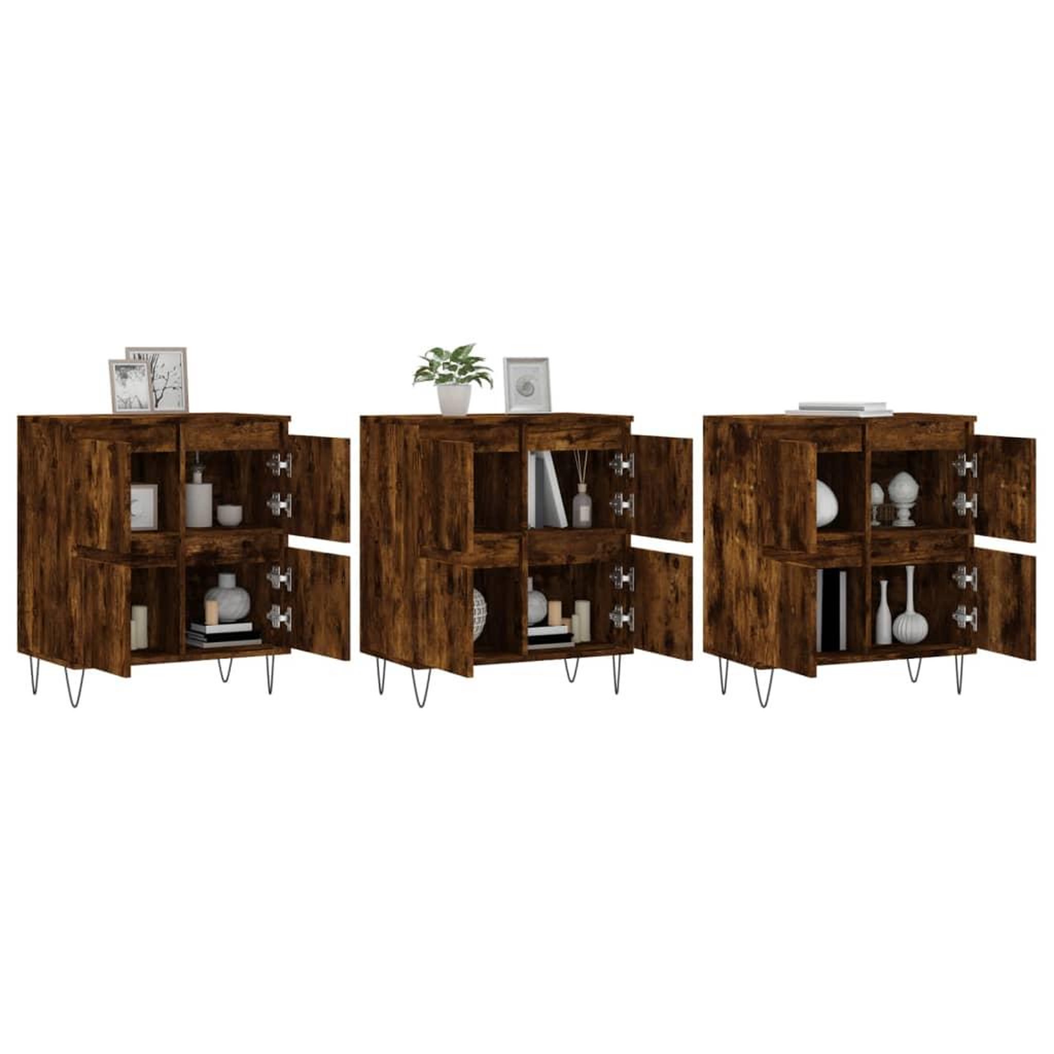 Voir la diapositive 3 : VIDAXL Buffets 3 pcs Chene fume Bois d'ingenierie