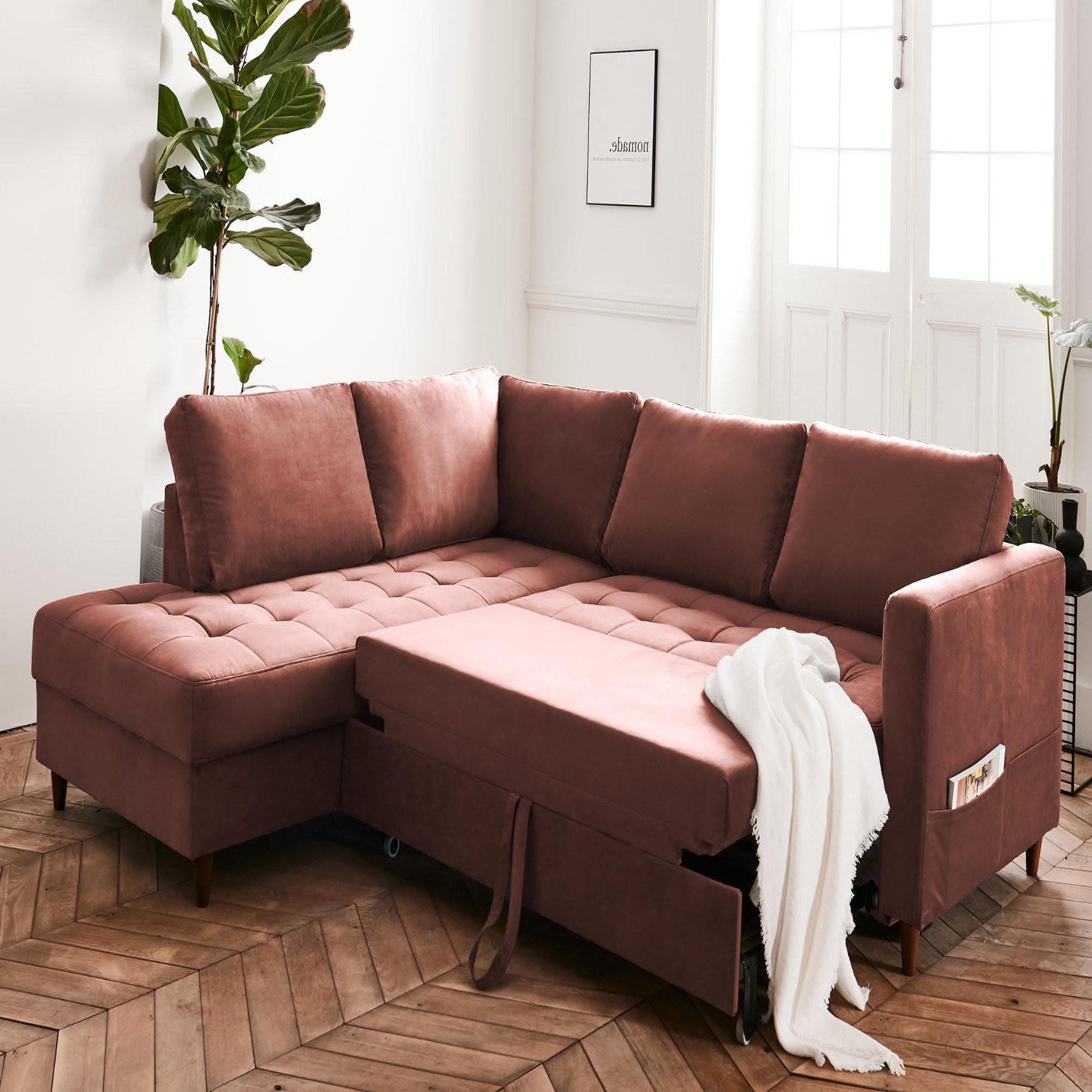 Voir la diapositive 3 : LISA DESIGN Anna - canapé d'angle gauche - 5 places - convertible - en velours