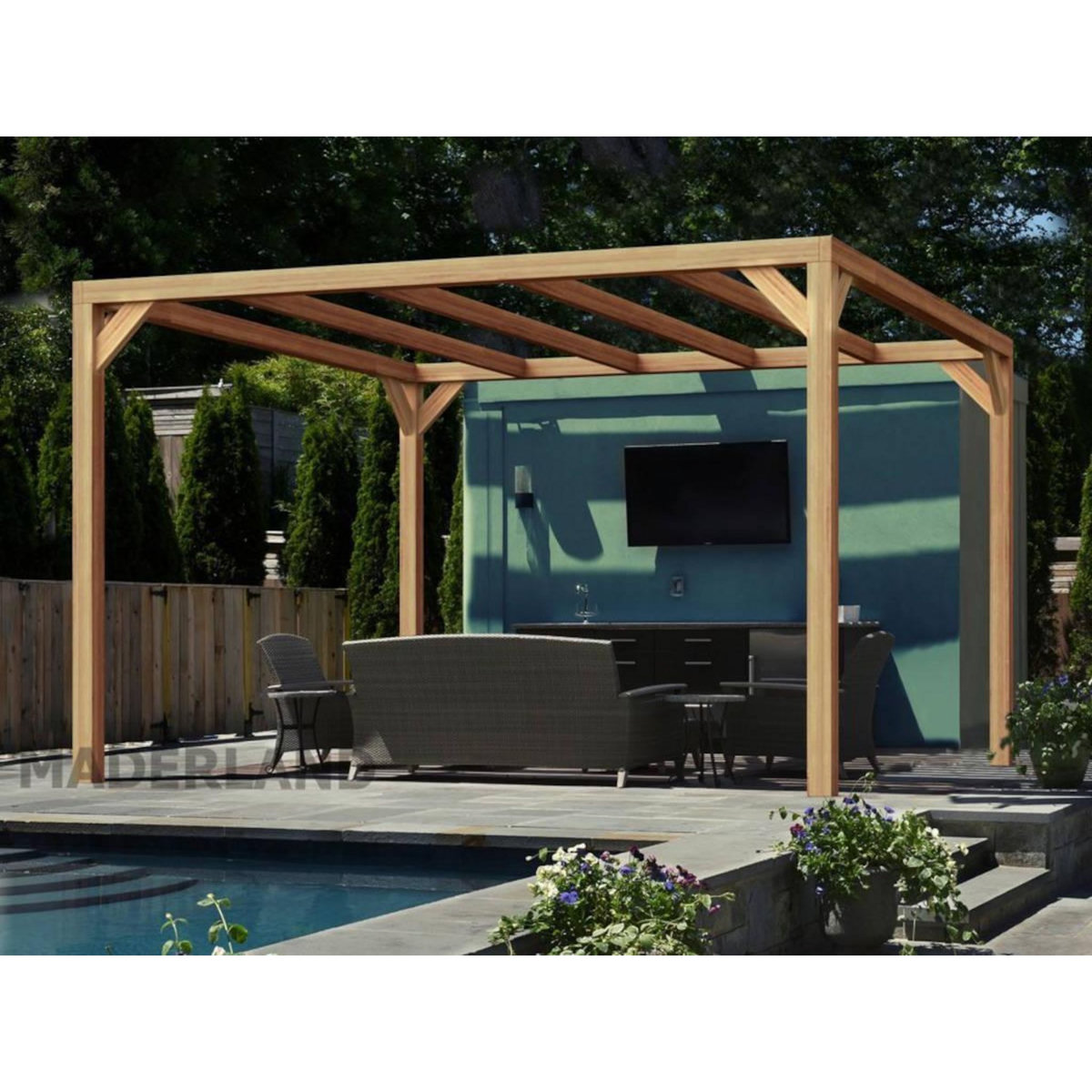 JARDIDECO Pergola en bois lamellé-collé Brest 400 x 300 cm - Maderland