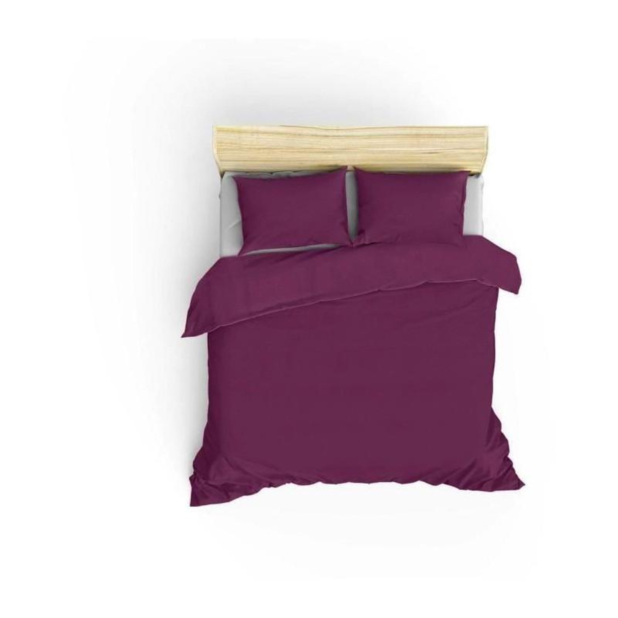 Voir la diapositive 2 : GENERIQUE Parure de lit - 1 housse de couette 220 x 240 cm + 2 taies d'oreiller 60 x 60 cm - 100% coton renforcé - Violet