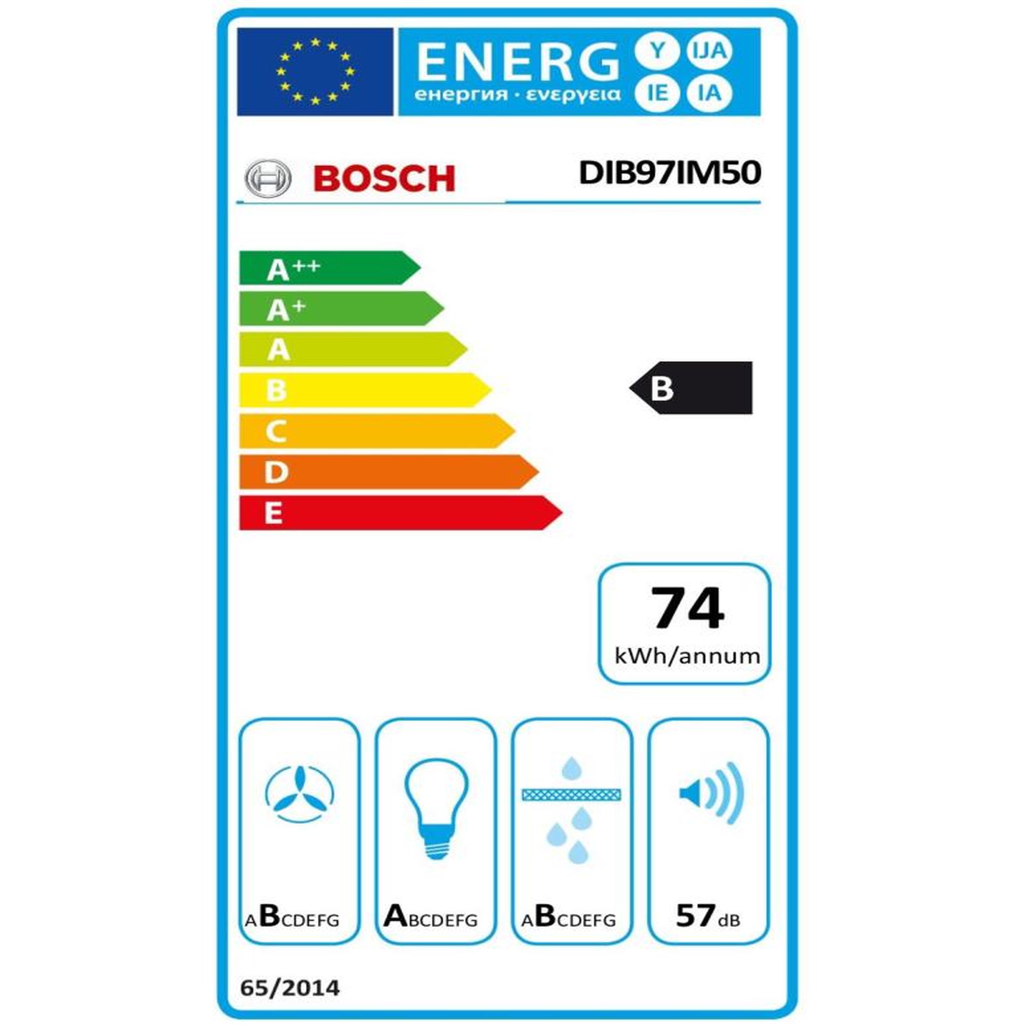 Voir la diapositive 2 : BOSCH Hotte décorative 90cm 754m3/h b inox - dib97im50
