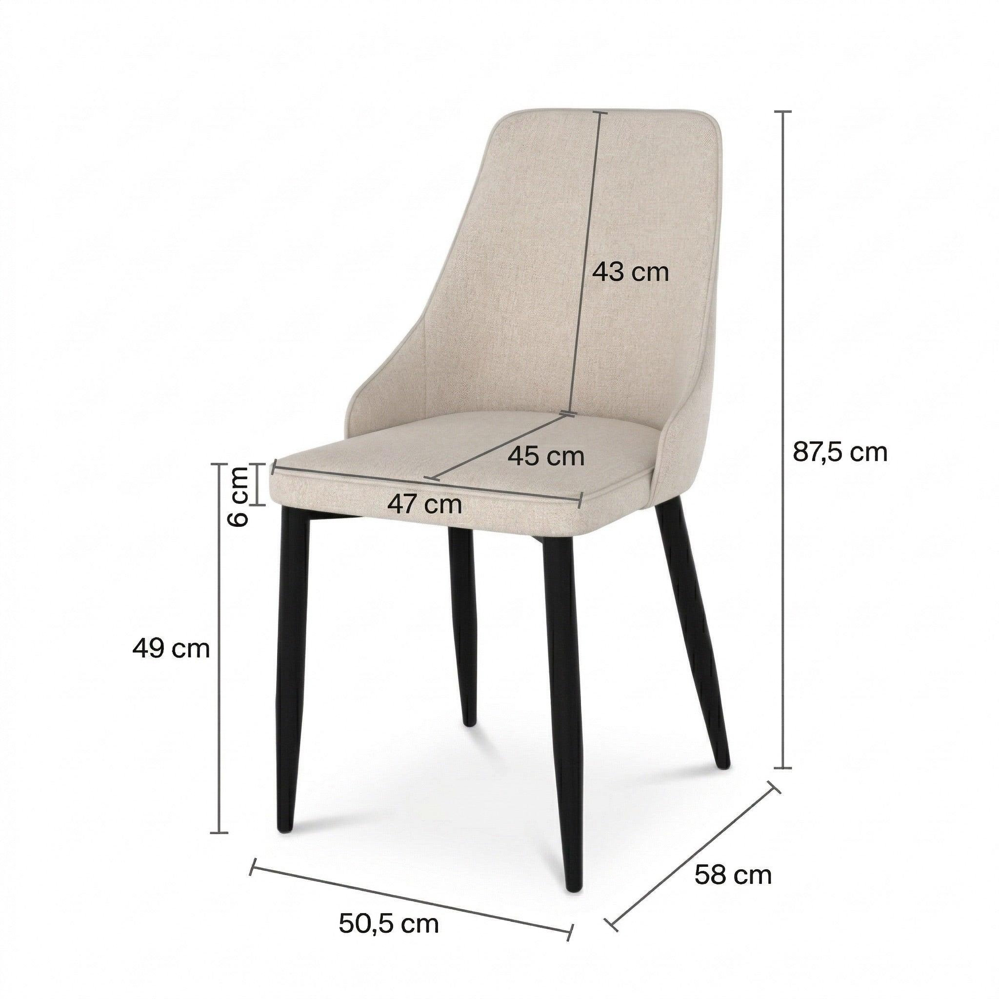 Voir la diapositive 4 : MAISON PAVANE Lot de 2 chaises en tissu beige et pieds en métal-pipo