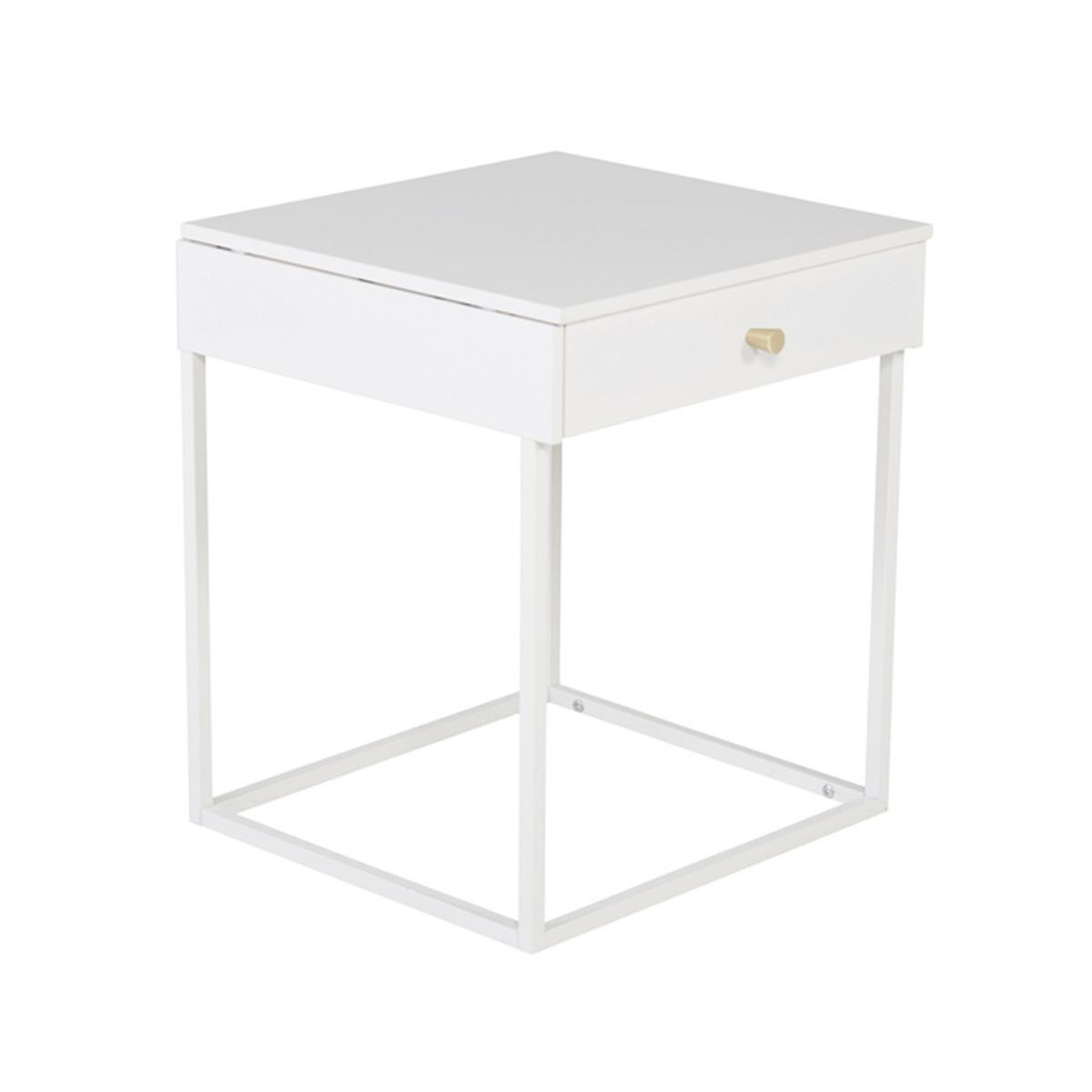 Paris Prix Table de Chevet 1 Tiroir  Bakal  50cm Blanc