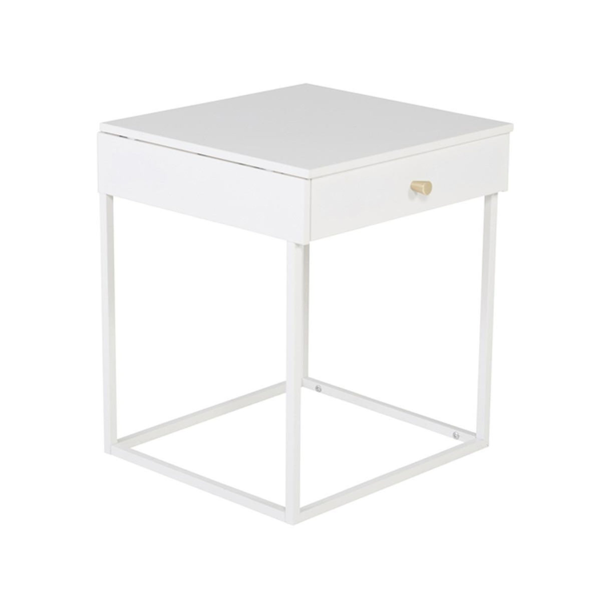 Paris Prix Table de Chevet 1 Tiroir  Bakal  50cm Blanc