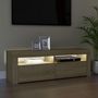 Voir la diapositive 4 : VIDAXL Meuble TV avec lumieres LED chene sonoma 120x35x40 cm