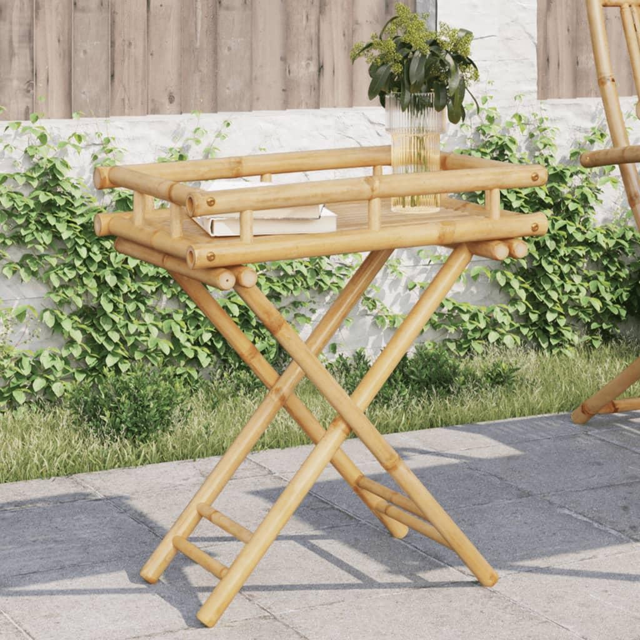 VIDAXL Table a plateau pliante 60x40x68 cm bambou