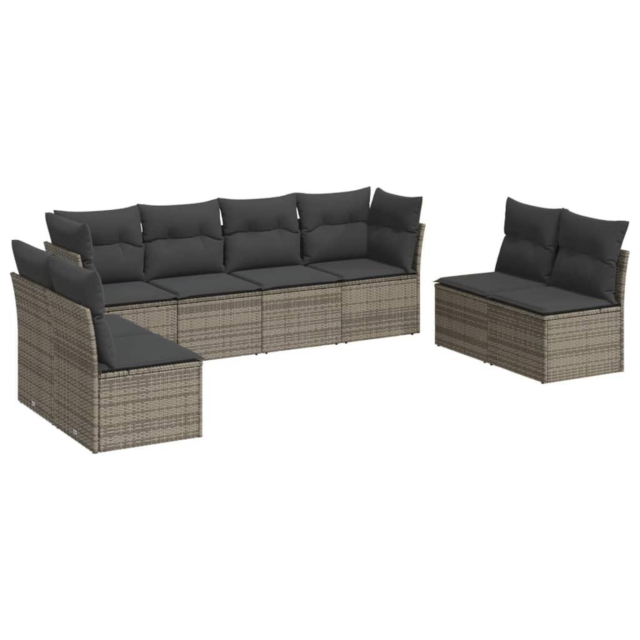 Voir la diapositive 2 : VIDAXL Salon de jardin 8 pcs avec coussins gris resine tressee