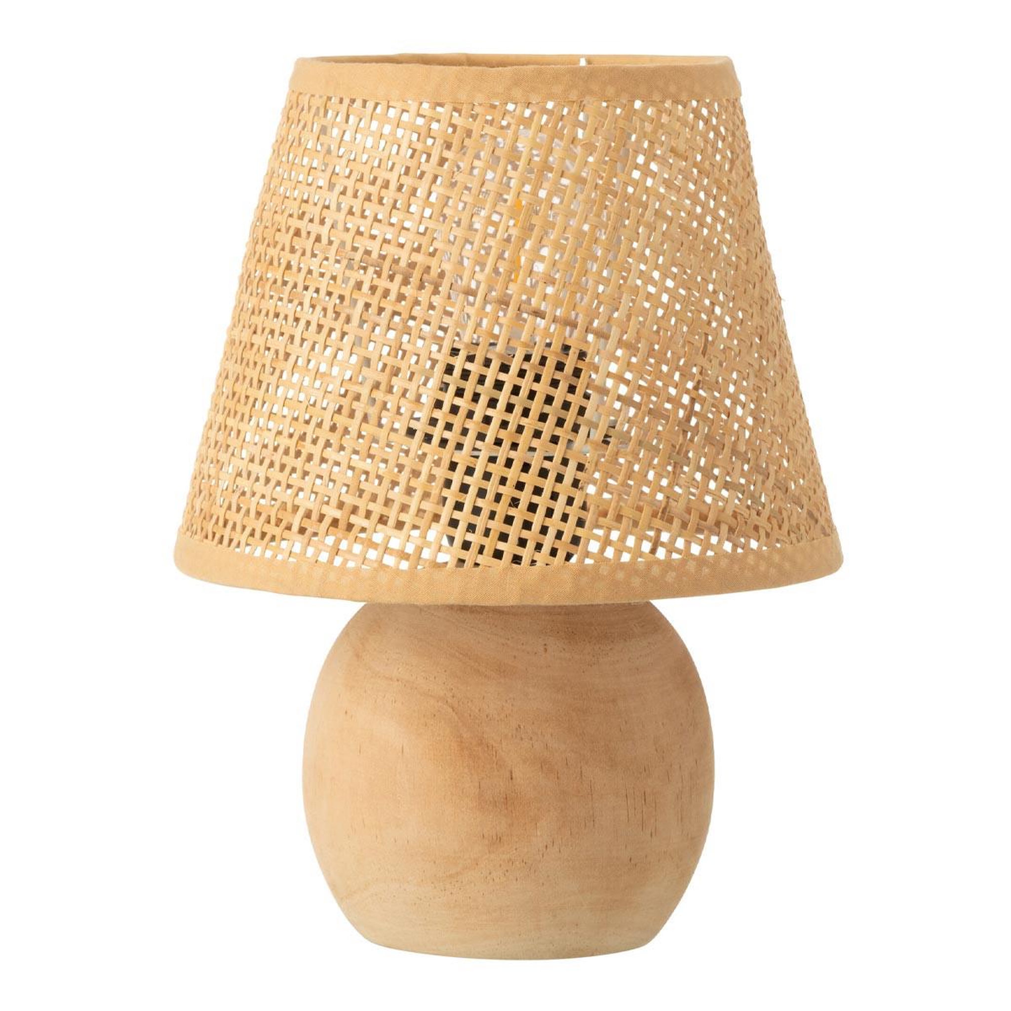 J-LINE Lampe à poser à led en bois  torsade  23cm naturel