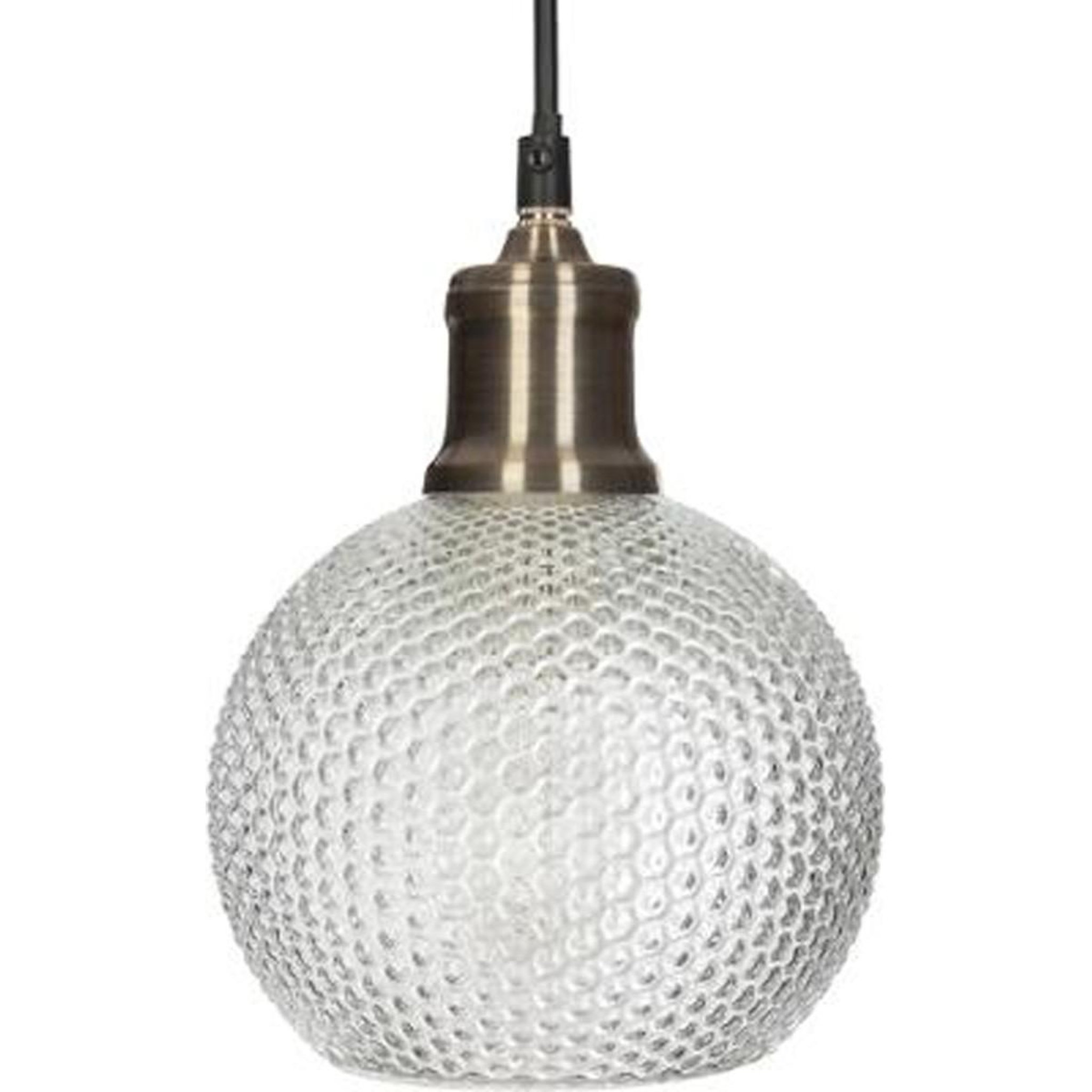 Voir la diapositive 2 : ATMOSPHERA Lampe Suspension Boule en Verre  Iris  19cm Or