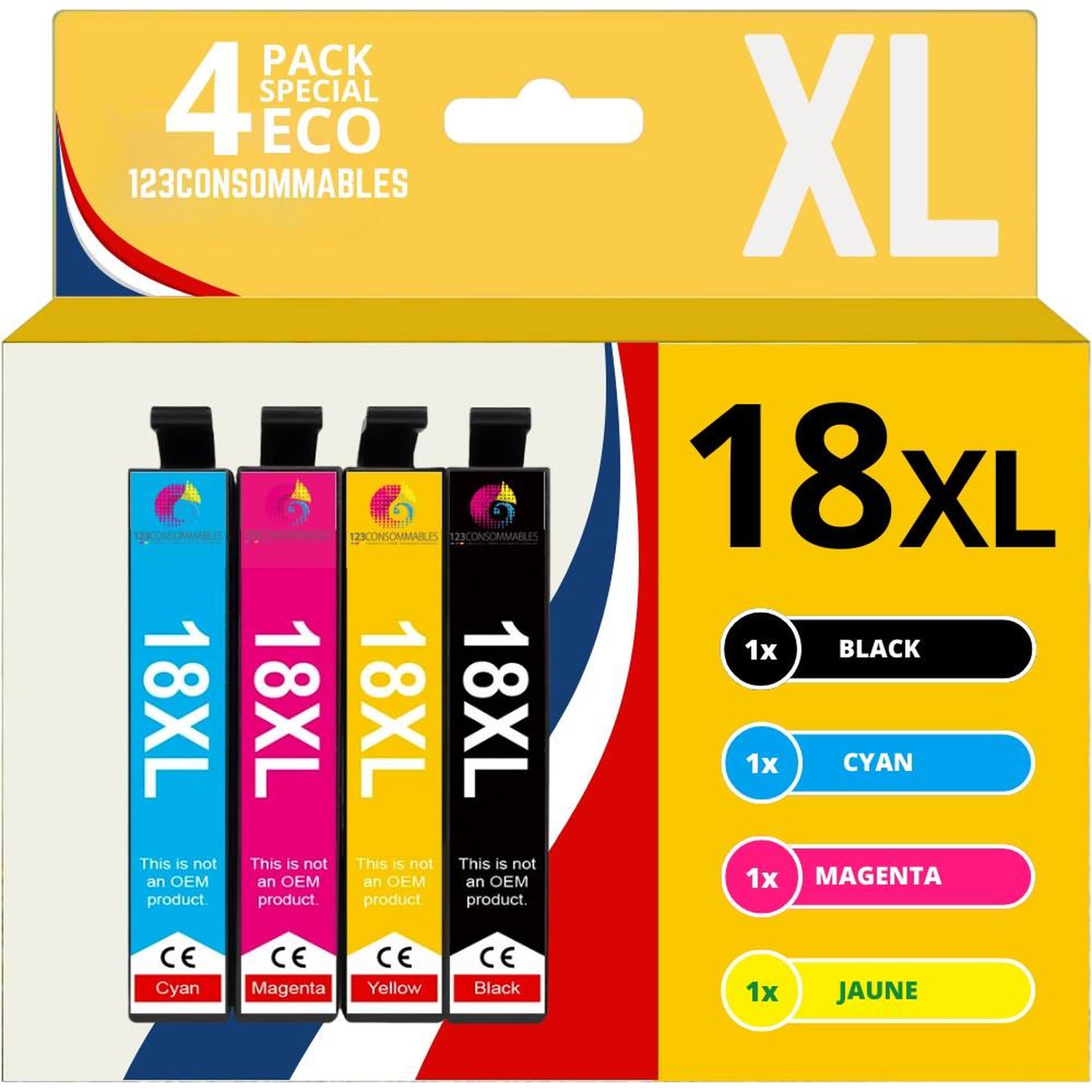 123CONSOMMABLES T18XL Cartouches d'encre Compatible avec Epson 18XL pour Imprimante Expression Home XP100 XP102 XP200 XP202 XP205 Pack 12 Neuf - vue 6