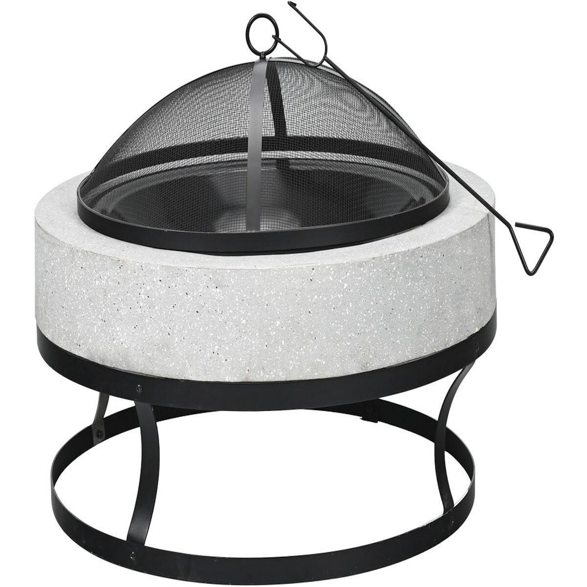 Habitat et Jardin Brasero barbecue en pierre  Torro  - 70 x 70 x 49 cm - Blanc