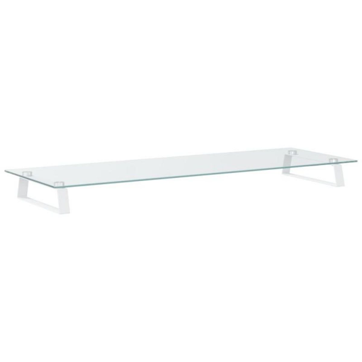 VIDAXL Support de moniteur blanc 100x35x8 cm verre trempé et métal