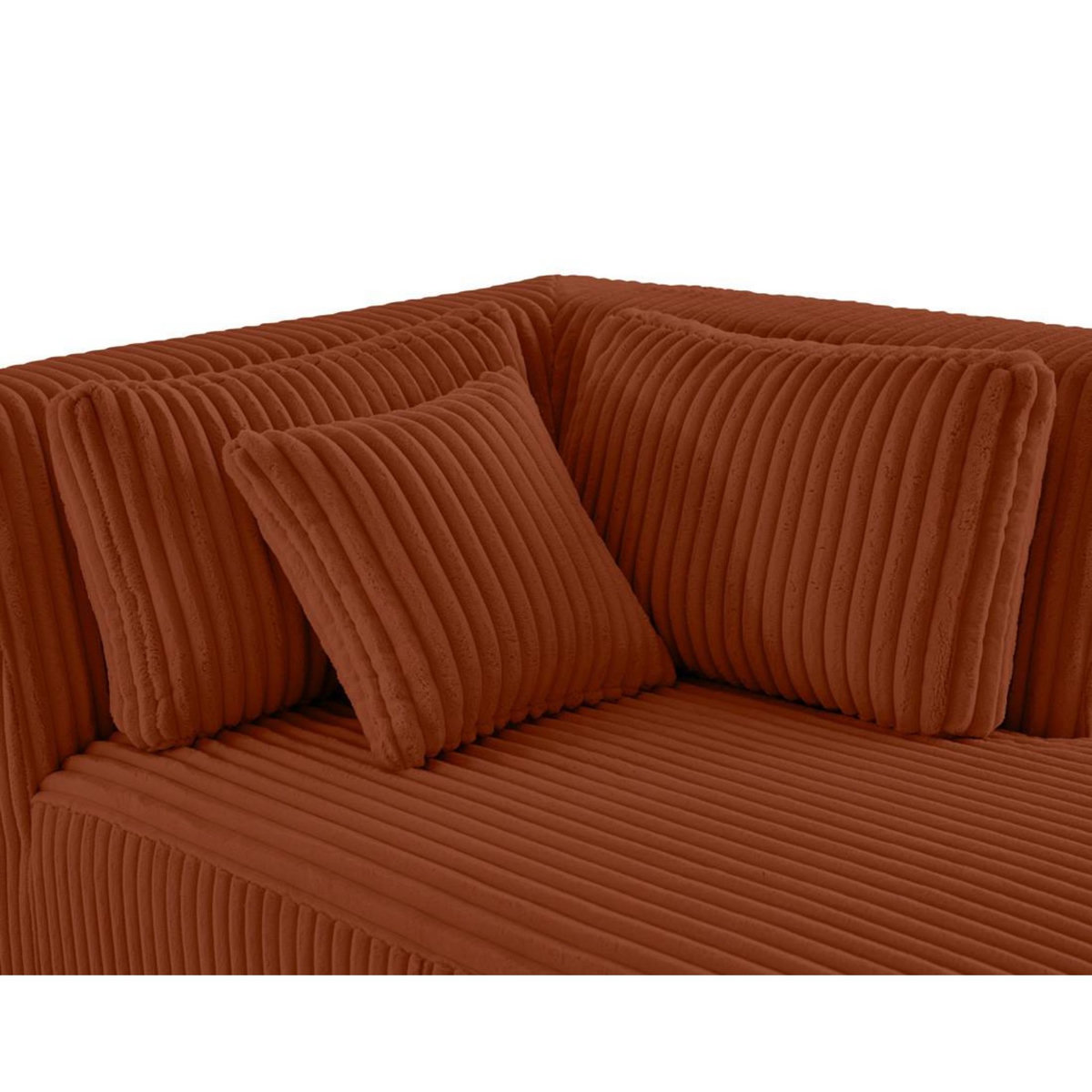 LISA DESIGN Victoire - module d'assise méridienne droit en velours côtelé grosses côtes