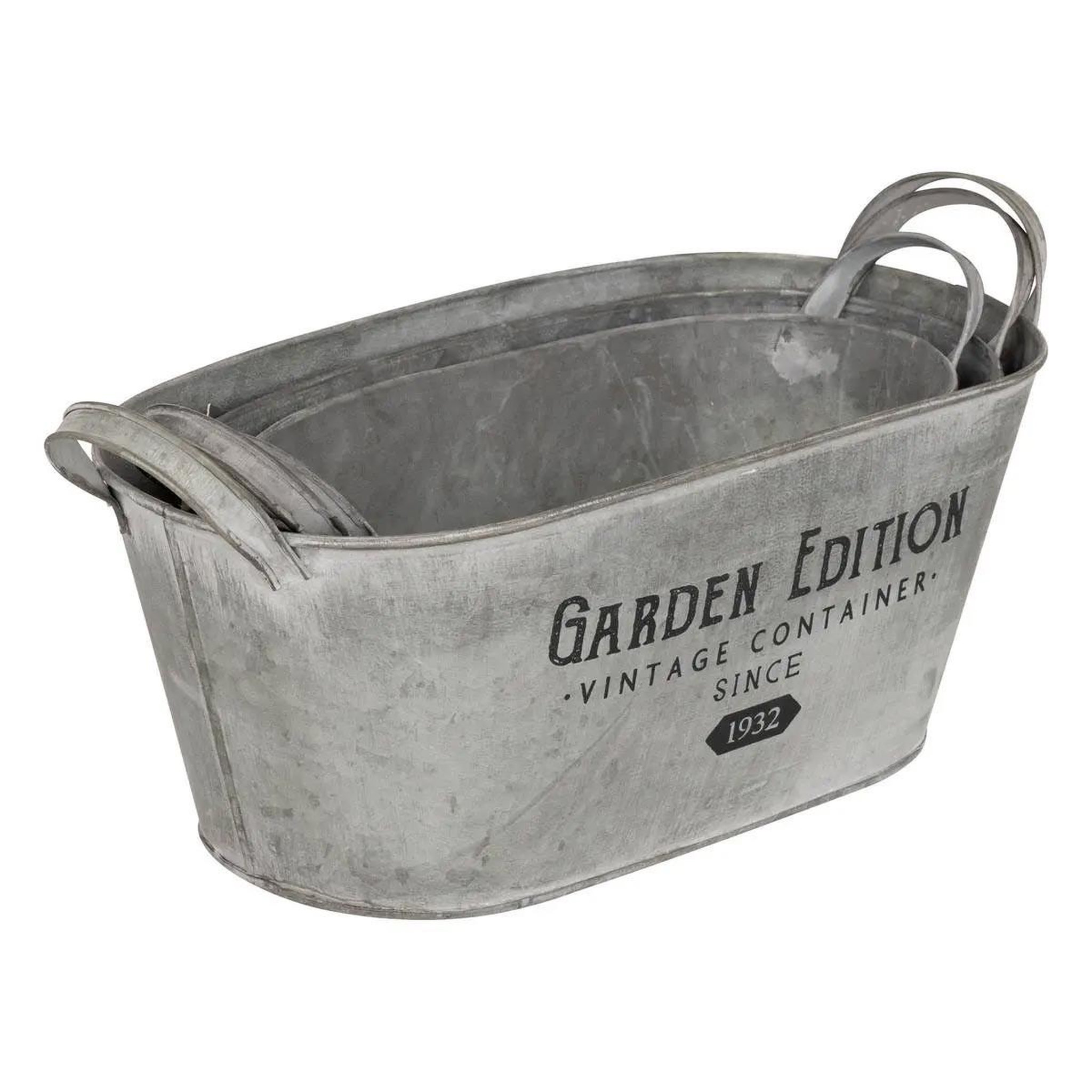 Voir la diapositive 2 : ATMOSPHERA Lot de 3 jardinières métal  spring garden  33cm gris