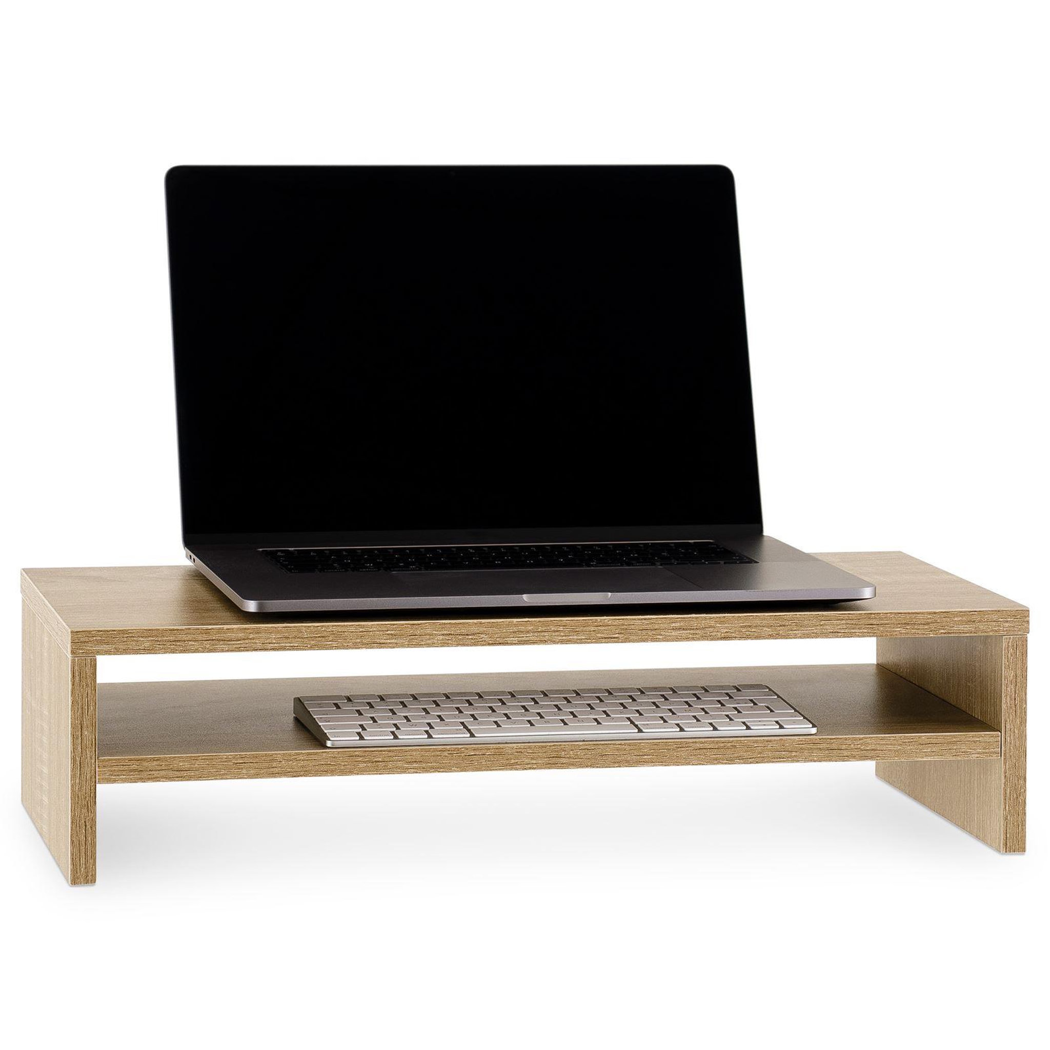 Voir la diapositive 3 : IDIMEX Réhausseur d'écran CONNECT avec 1 étagère, en bois