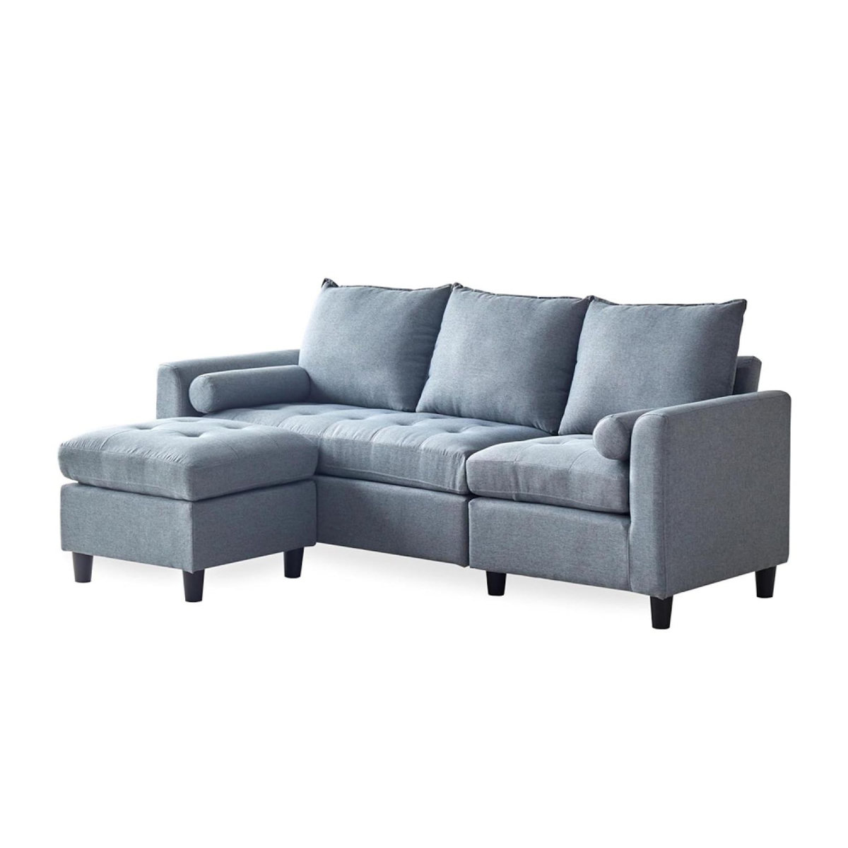 CONCEPT USINE Canapé 3 places en tissu avec pouf gris clair COVENTRY