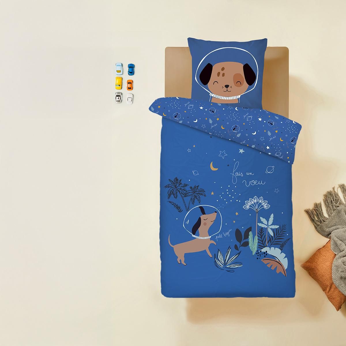 Petit Béguin Housse de couette enfant + taie d'oreiller Milo