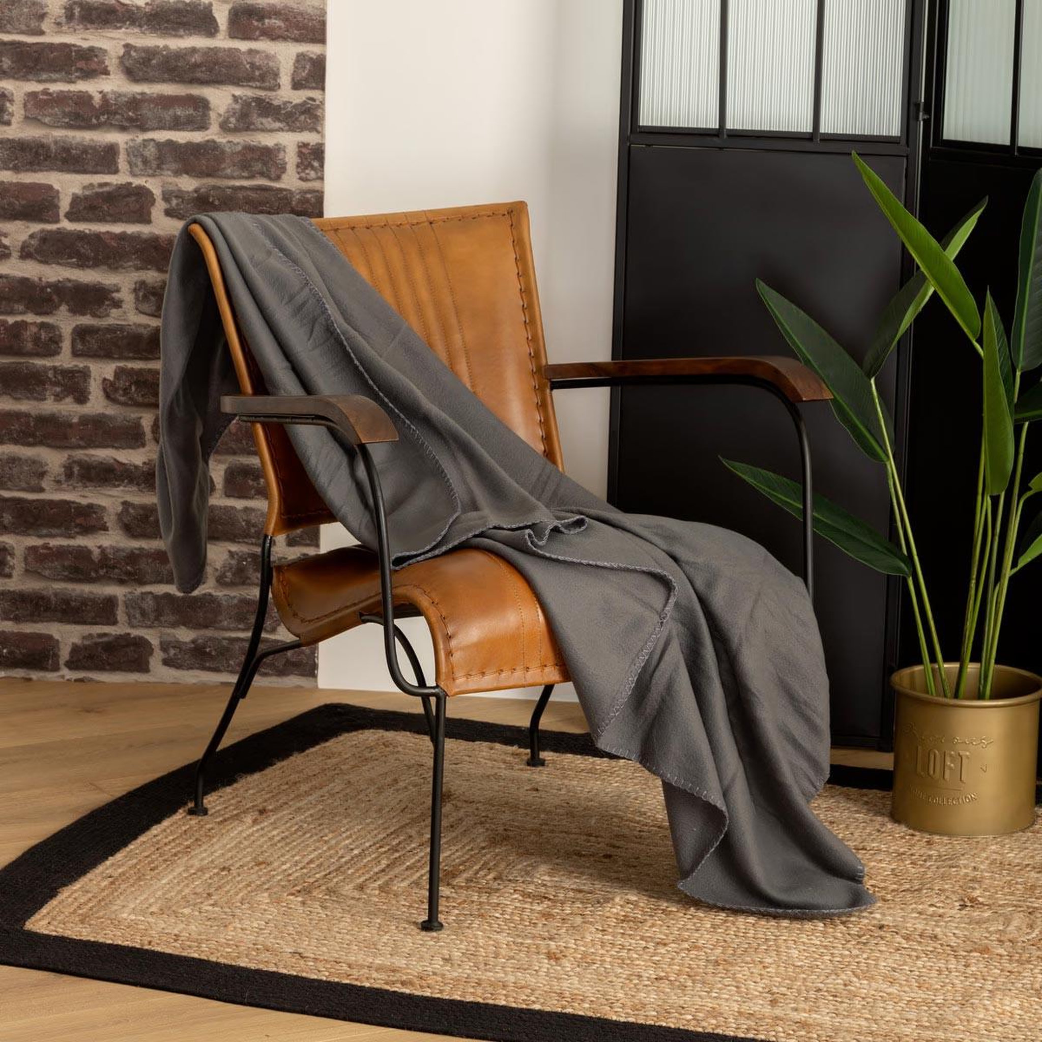 Voir la diapositive 3 : ATMOSPHERA Plaid polaire  jeremy  125x150cm gris foncé