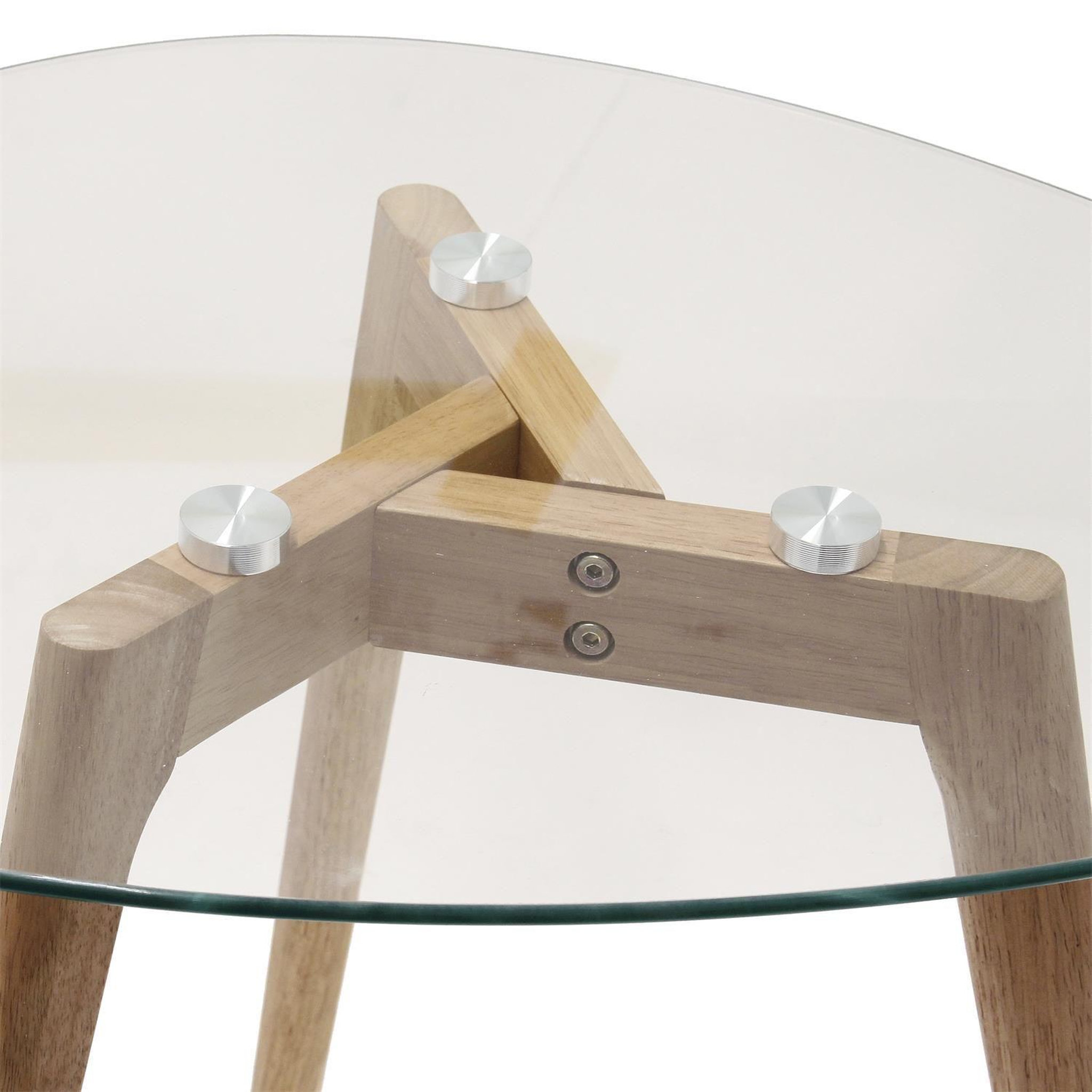 Voir la diapositive 4 : The Home Deco Factory Lot de 2 tables gigognes galet en verre et bois - transparent