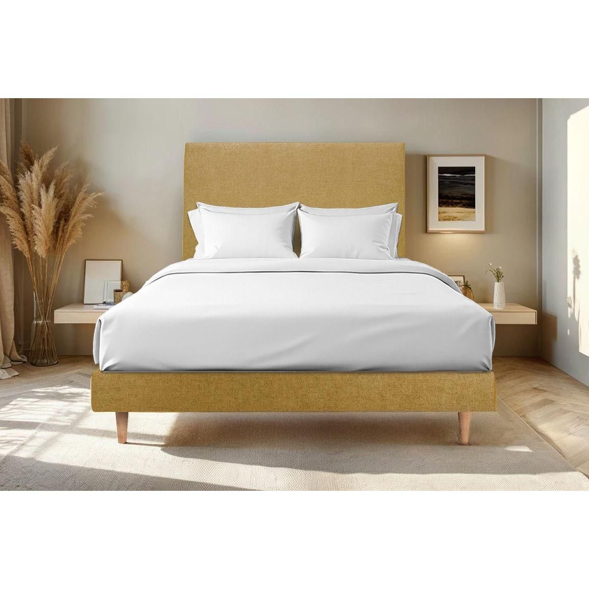 Sommeil de Plomb Lit avec tête de lit tapissier tissu et sommier kit - Hauteur totale : 29cm