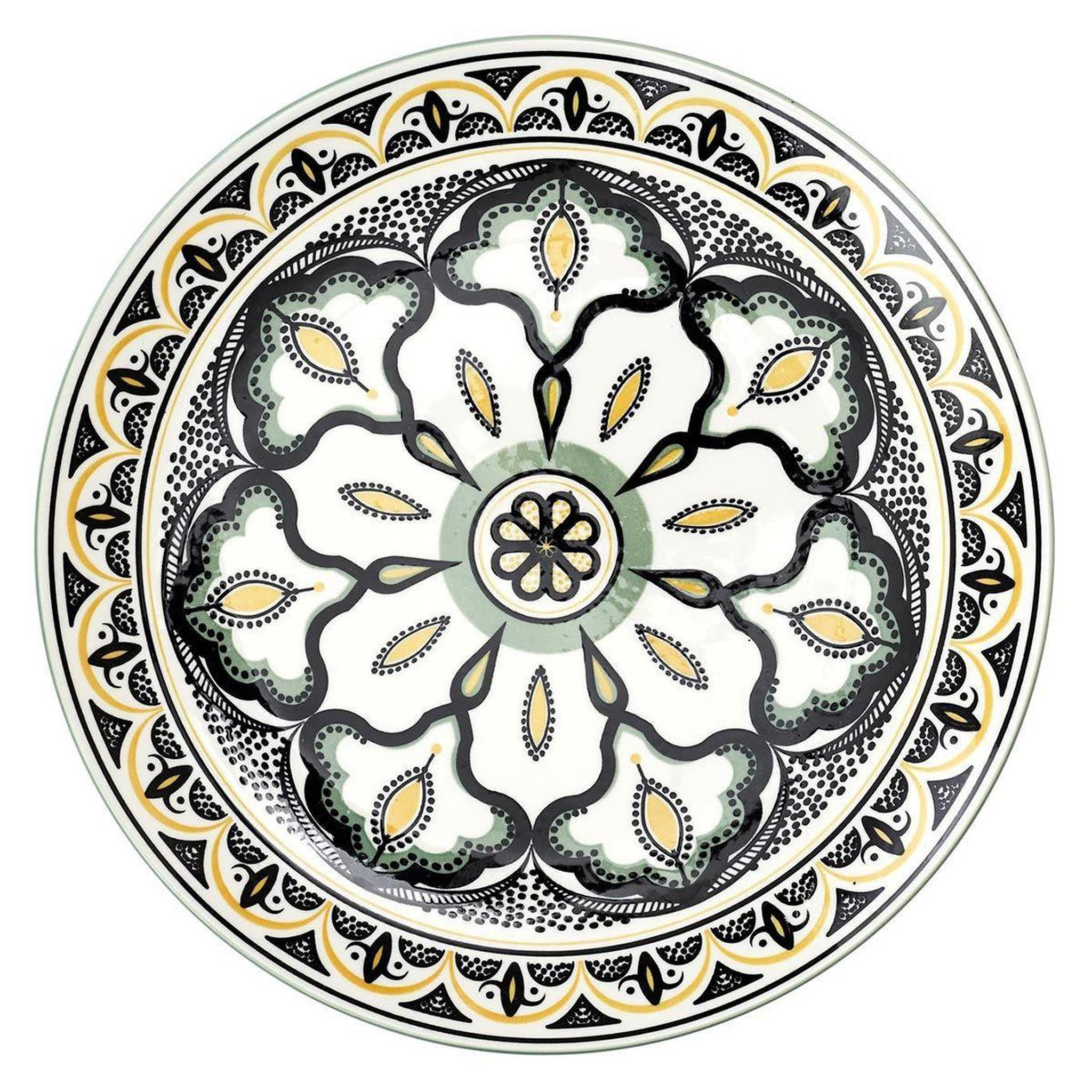 The Home Deco Factory Lot de 6 assiettes plates  mandala  26cm vert