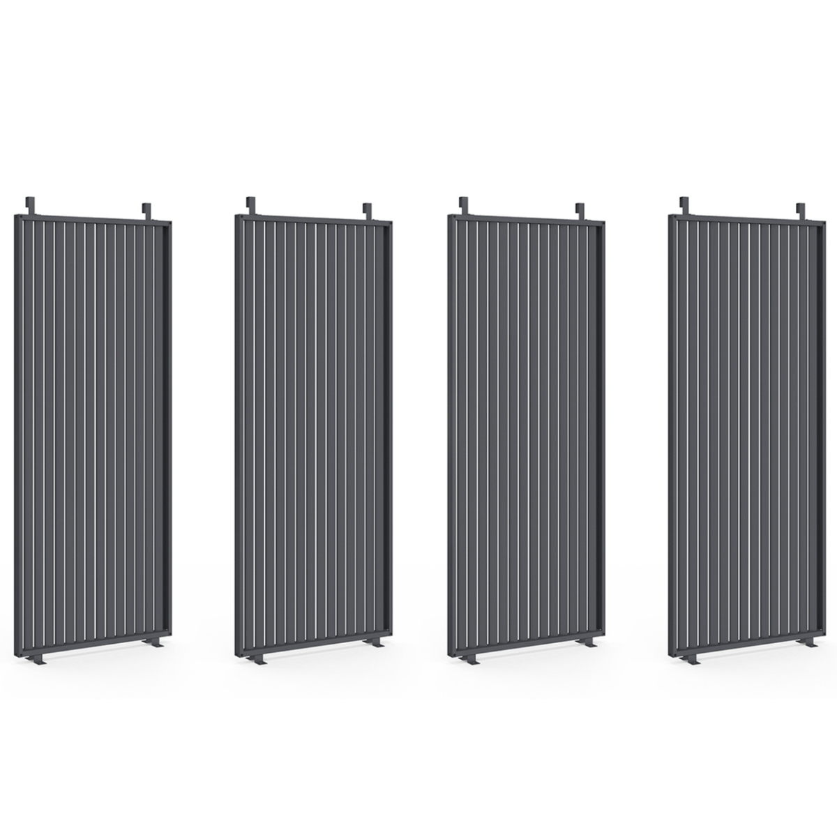 ID MARKET Pergola édition collector persiennes verticales toit rétractable 3x4 M 4 pans modulables gris anthracite