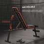 Voir la diapositive 4 : HOMCOM Banc de musculation pliable inclinable abdominaux - 4 coussins presse-jambes - acier PU rouge noir