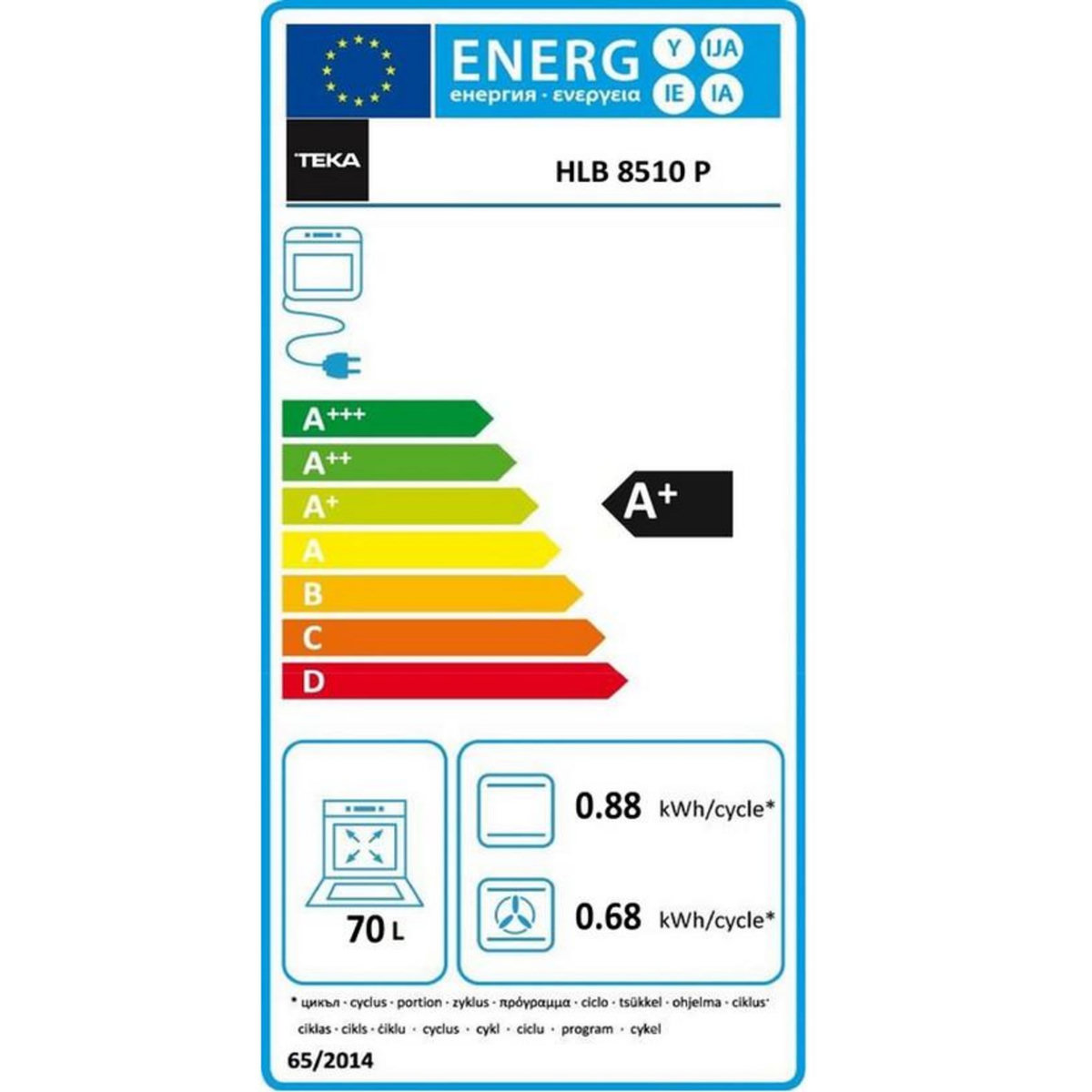 TEKA Four intégrable multifonction 70l 60cm pyrolyse noir - hlb8510p