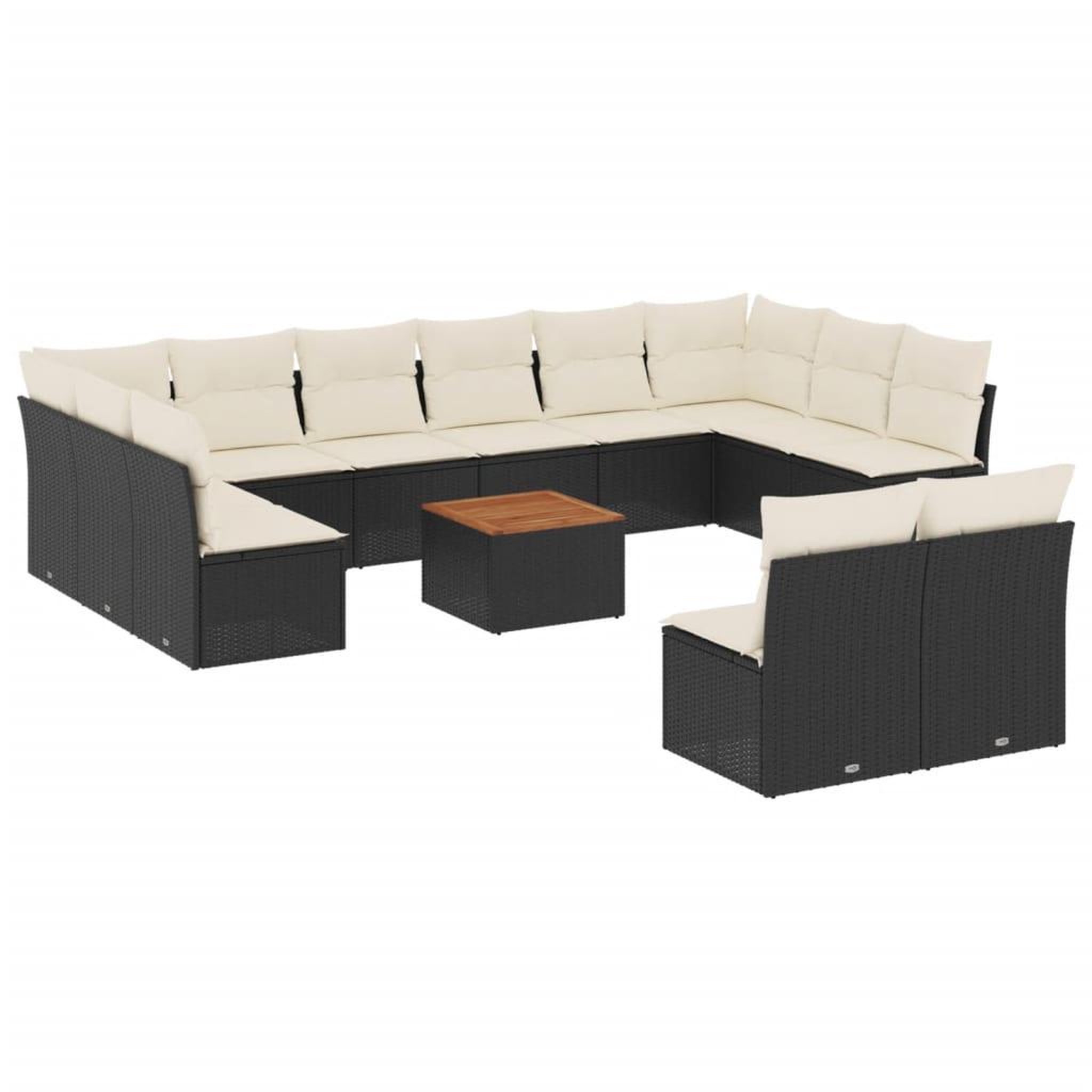 Voir la diapositive 2 : VIDAXL Salon de jardin avec coussins 13 pcs noir resine tressee