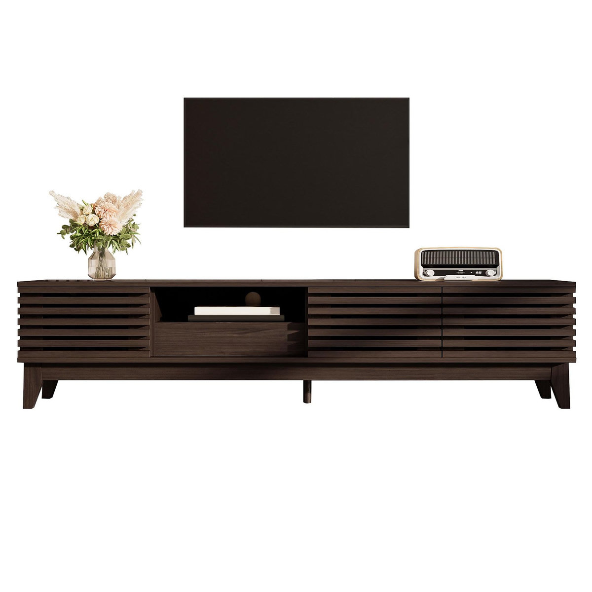 MERAX Meuble tv naturel 170 cm panneau de particules