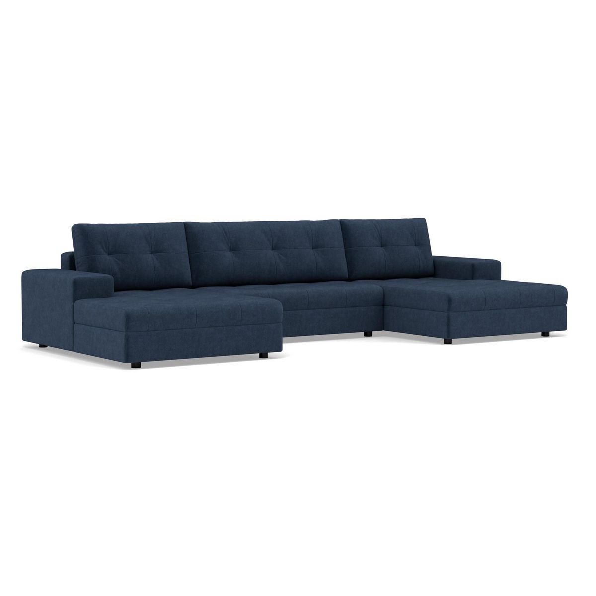 BEST MOBILIER Bastian - canapé panoramique en u 7 places convertible avec coffre en velours texturé