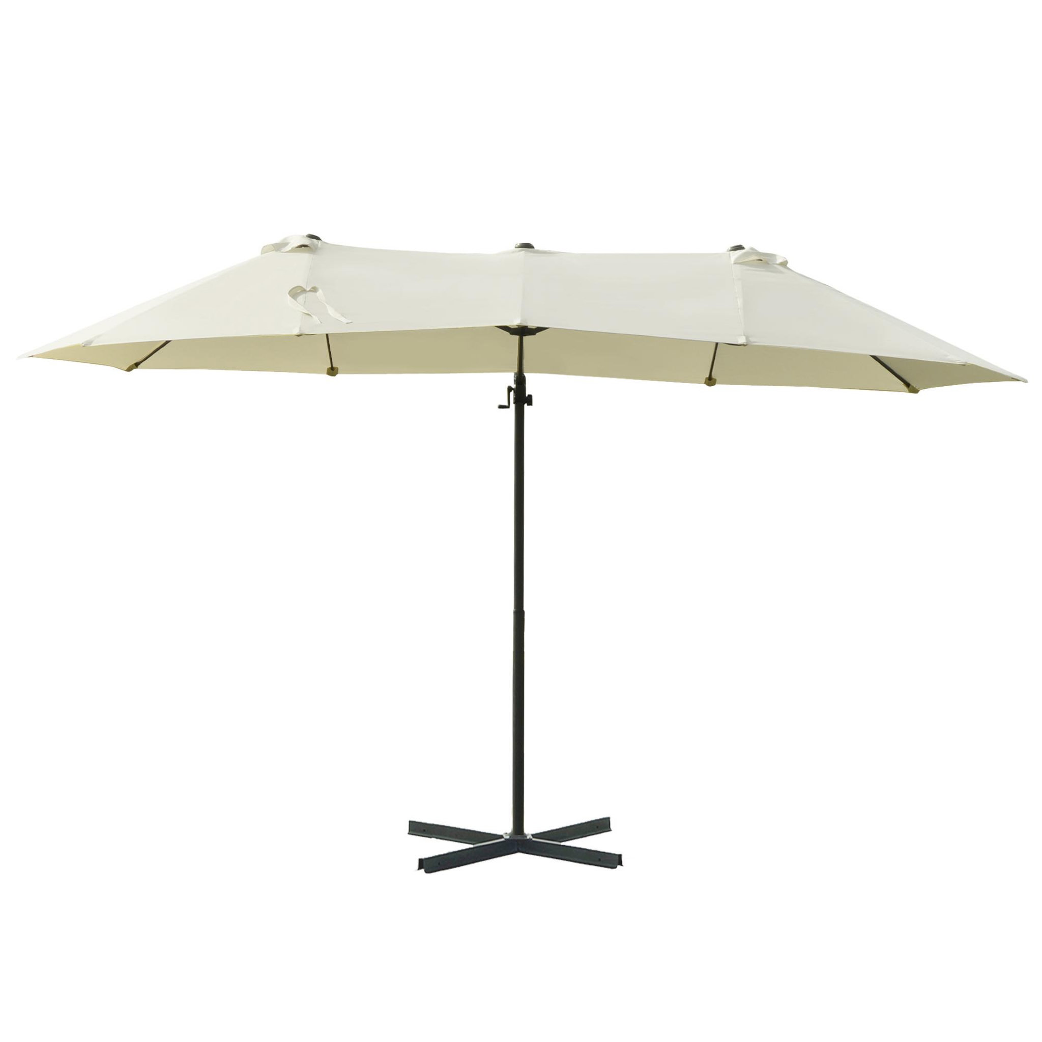 Voir la diapositive 4 : OUTSUNNY Parasol déporté grande taille XXL inclinable dim. 4,4L x 2,7l x 2,5H m piètement en acier inclus polyester crème
