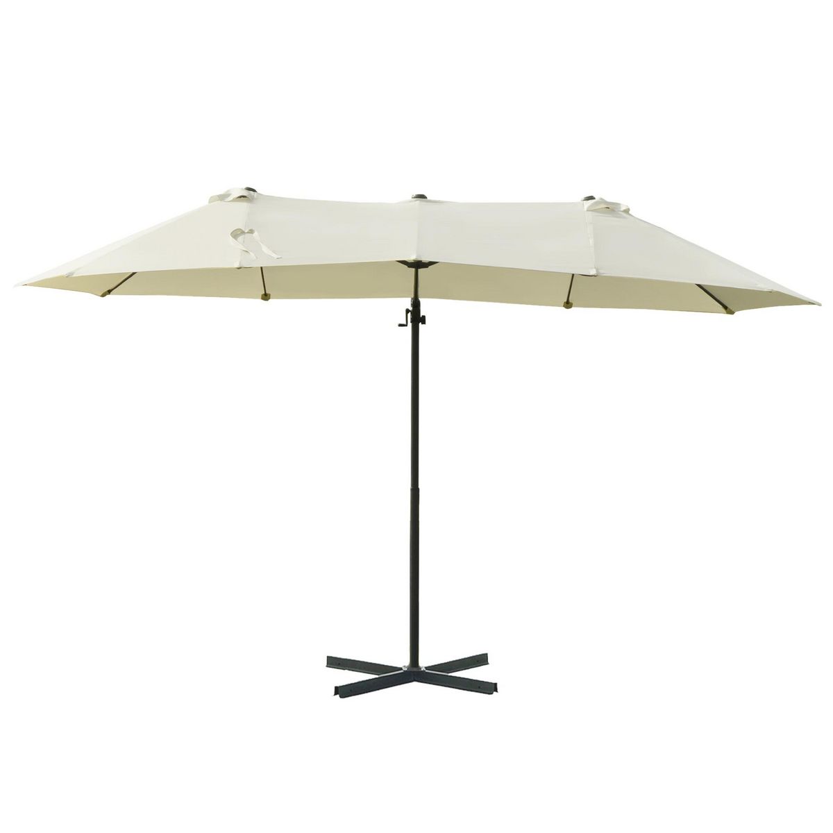 OUTSUNNY Parasol déporté grande taille XXL inclinable dim. 4,4L x 2,7l x 2,5H m piètement en acier inclus polyester crème