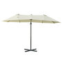 Voir la diapositive 4 : OUTSUNNY Parasol déporté grande taille XXL inclinable dim. 4,4L x 2,7l x 2,5H m piètement en acier inclus polyester crème