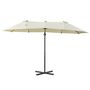 Voir la diapositive 4 : OUTSUNNY Parasol déporté grande taille XXL inclinable dim. 4,4L x 2,7l x 2,5H m piètement en acier inclus polyester crème
