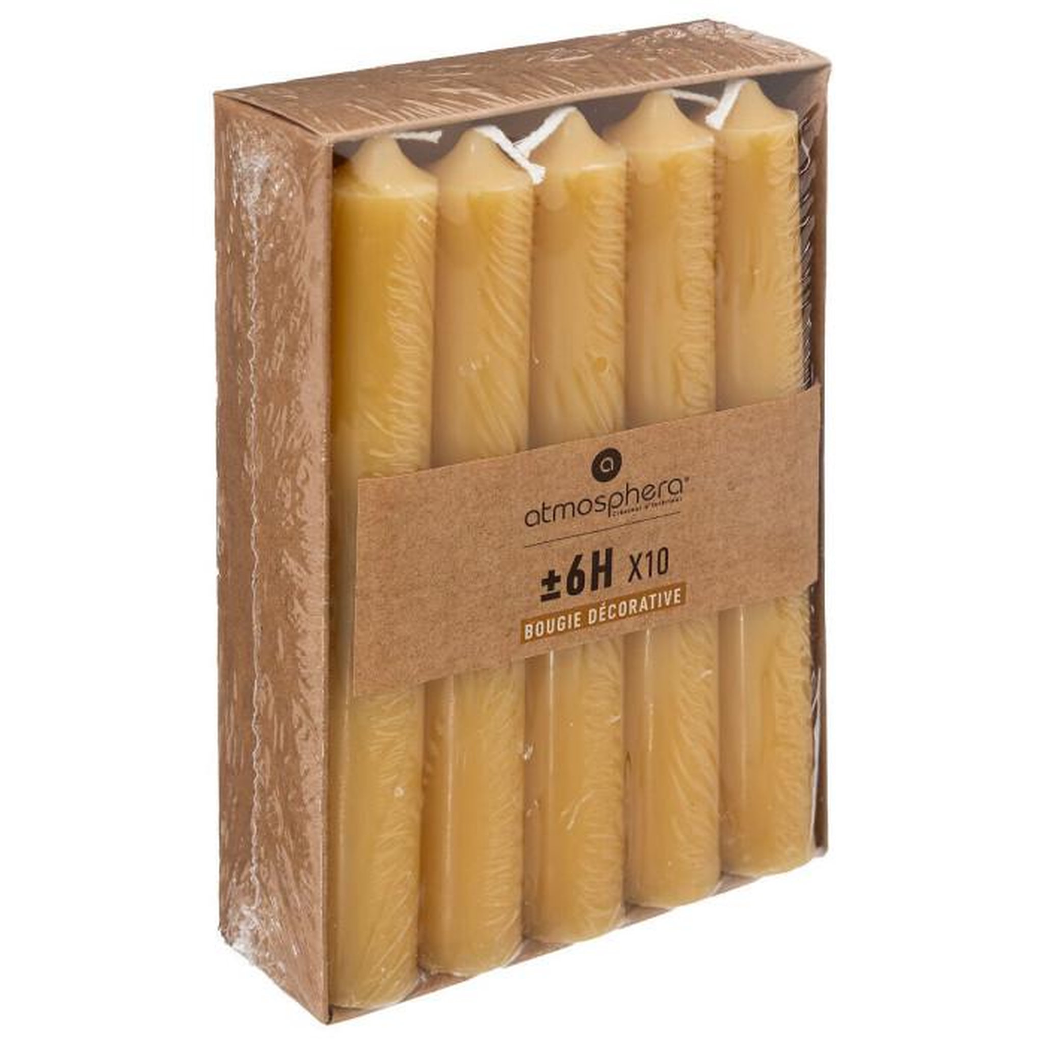 Voir la diapositive 3 : COMPTOIR DE LA BOUGIE Lot de 10 Bougies Bâton  Hugo  16cm Moutarde