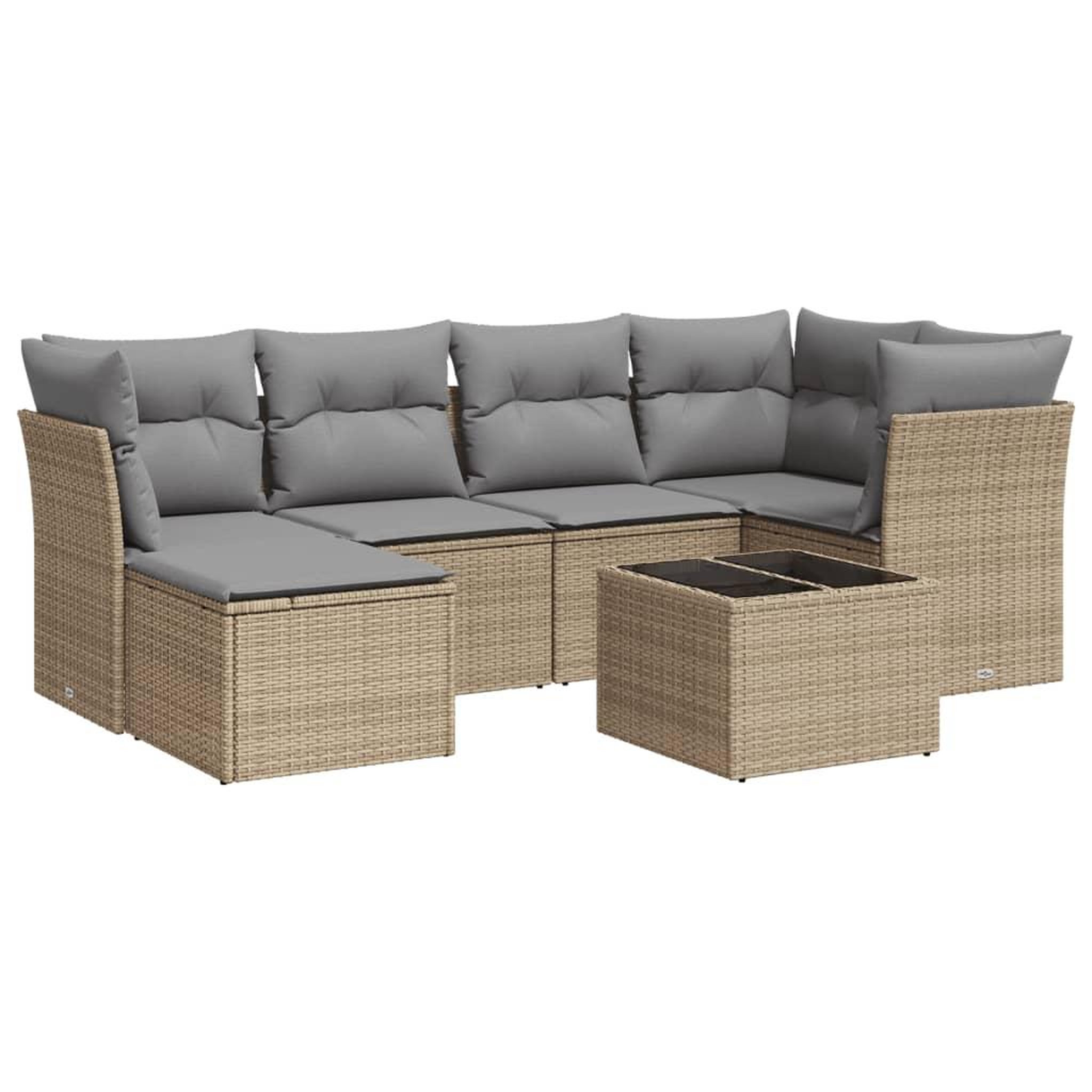 Voir la diapositive 2 : VIDAXL Salon de jardin avec coussins 7 pcs beige resine tressee