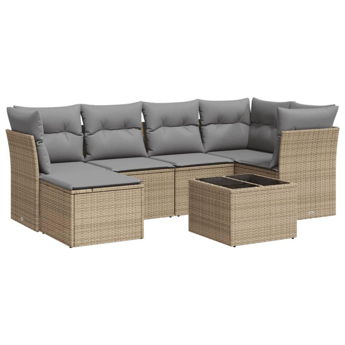VIDAXL Salon de jardin avec coussins 7 pcs beige resine tressee