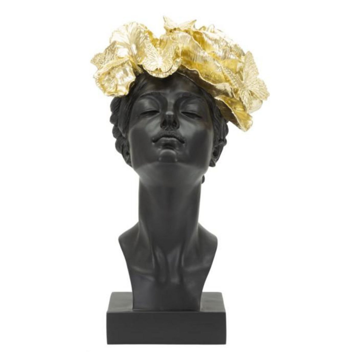 Paris Prix Statuette Tête Femme  Papillons  36cm Noir