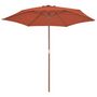 Voir la diapositive 2 : VIDAXL Parasol d'exterieur avec mat en bois 270 cm Terre cuite