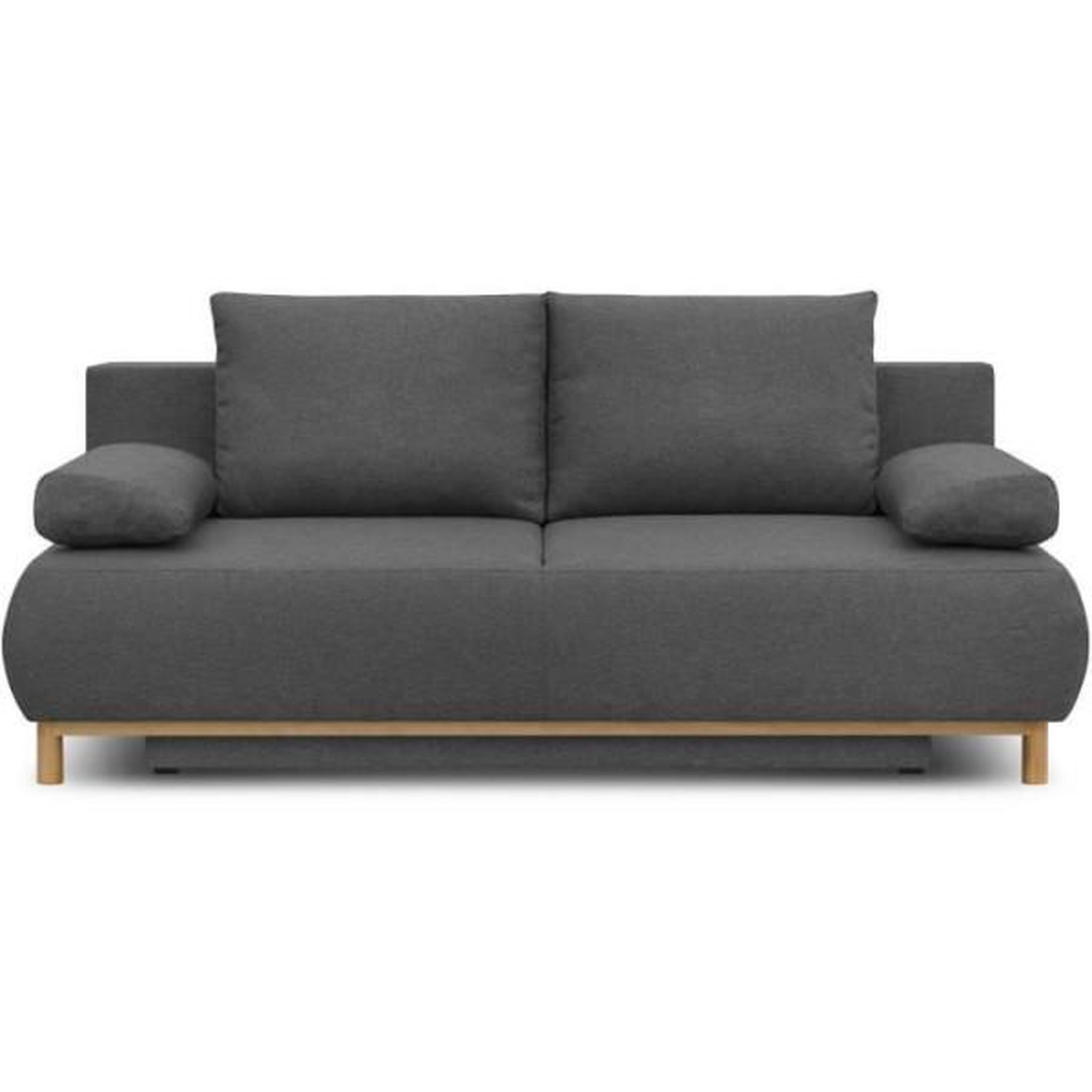 MARKET24 Banquette convertible 3 places MIKA - Tissu gris - Coffre de rangement - L 192 x H 84 x P 93 cm